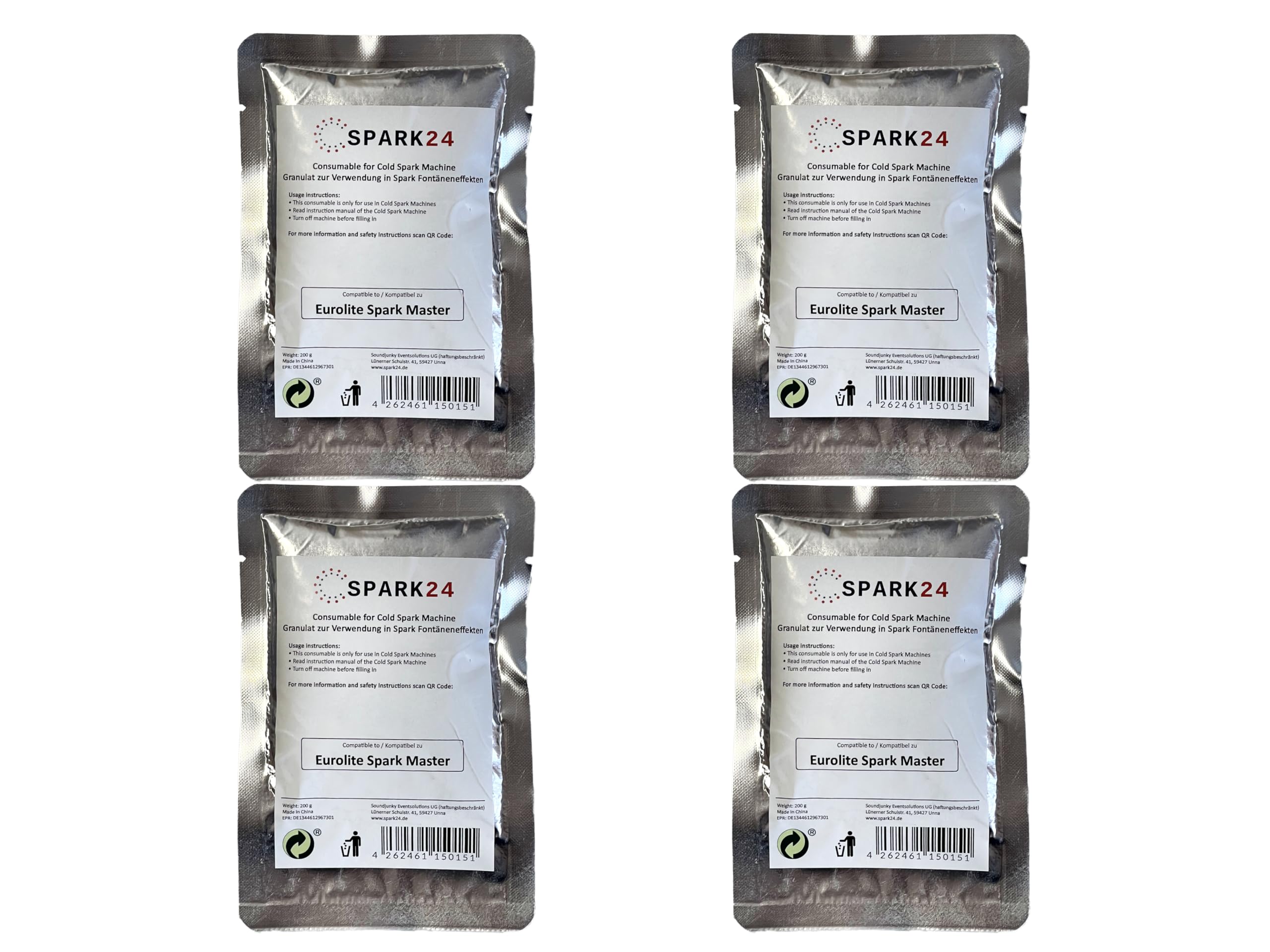 Granulato compatibile con Eurolite Spark Master 4 x polvere titanio scintille 4 pezzi (1)