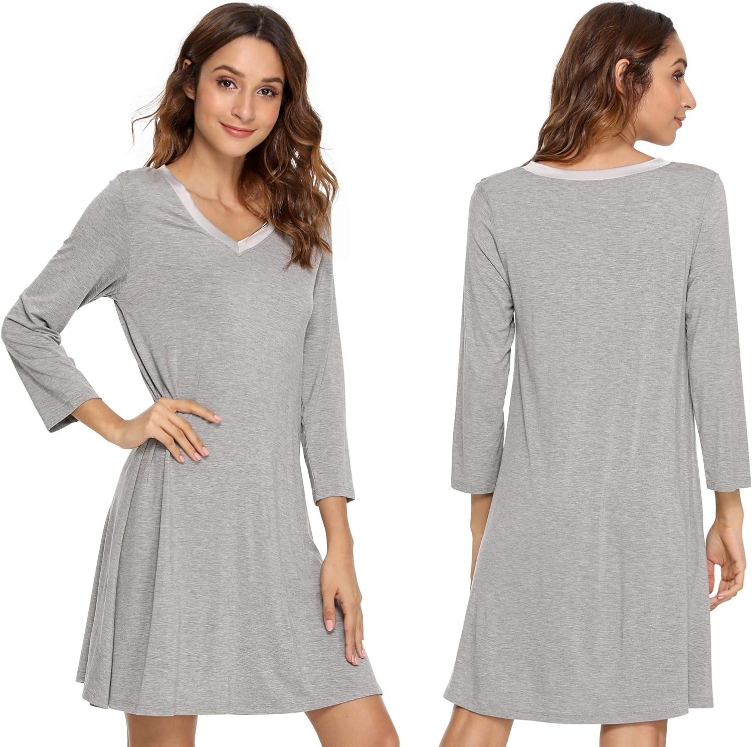 GYS Womens Bamboo Viscose Nightgown Super Soft Lightweight Night Shirts for Sleeping - Image 2