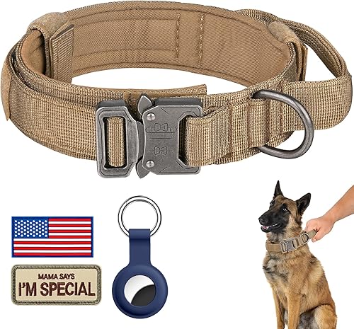DAGANXI - Collar táctico para perro, collar ajustable de nailon para adiestramiento con asa de control y hebilla, para perros medianos y grandes,