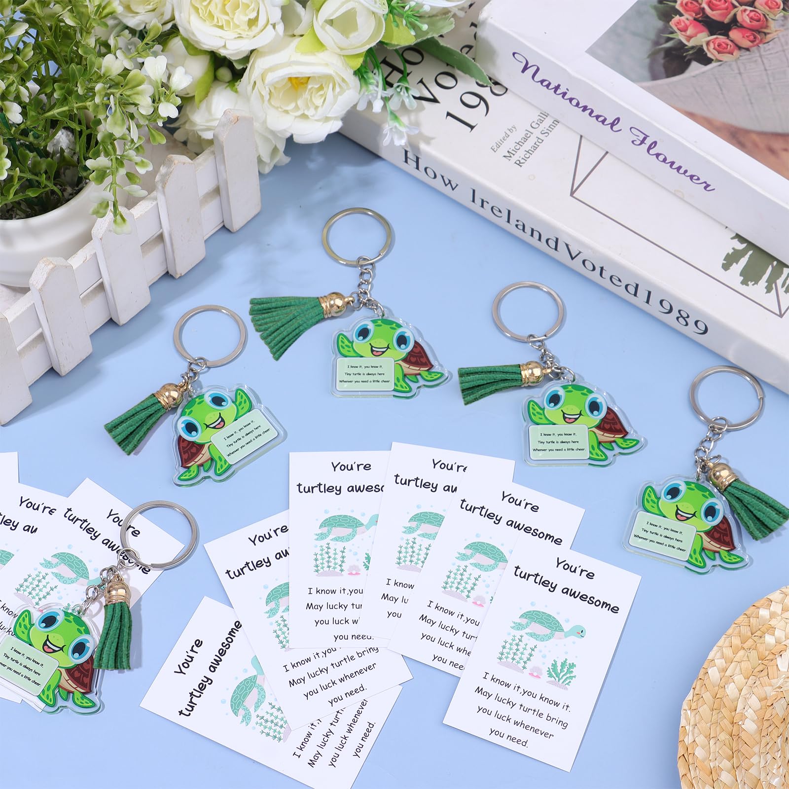 20 Sets Employee Appreciation Gifts Turtley Positive Keychains You're Turtley Awesome Cards Bags Emotional Support Employee Appreciation Gift for Office Coworker Teacher Volunteer Nurse - Image 4