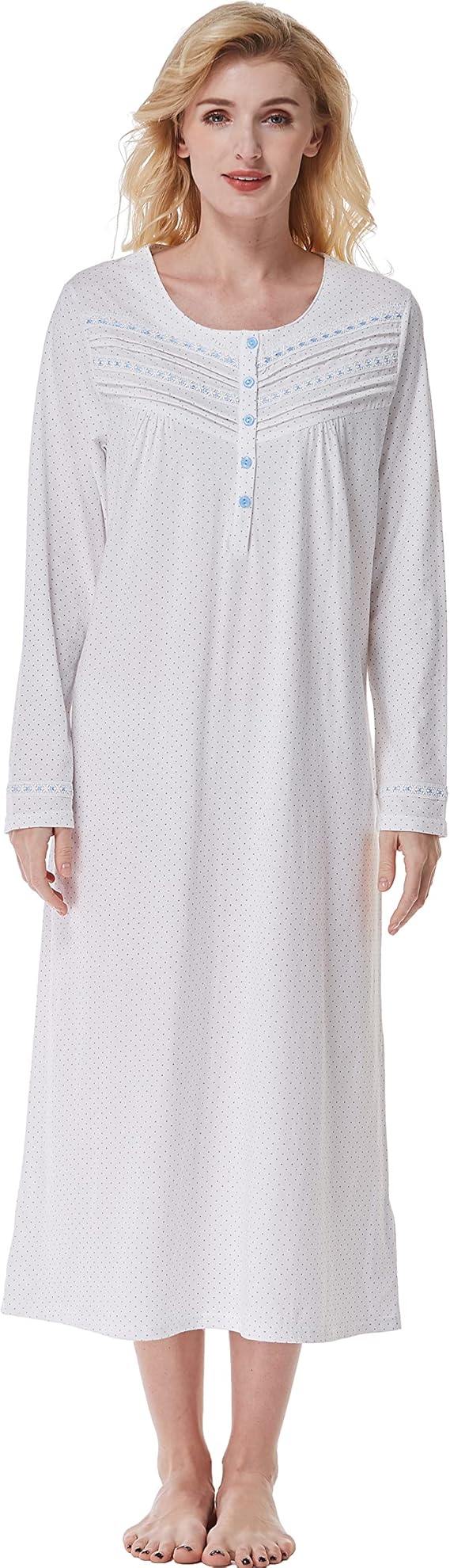 Keyocean Nightgowns for Women, Soft 100 Cotton Knit Nightgowns, Comfy