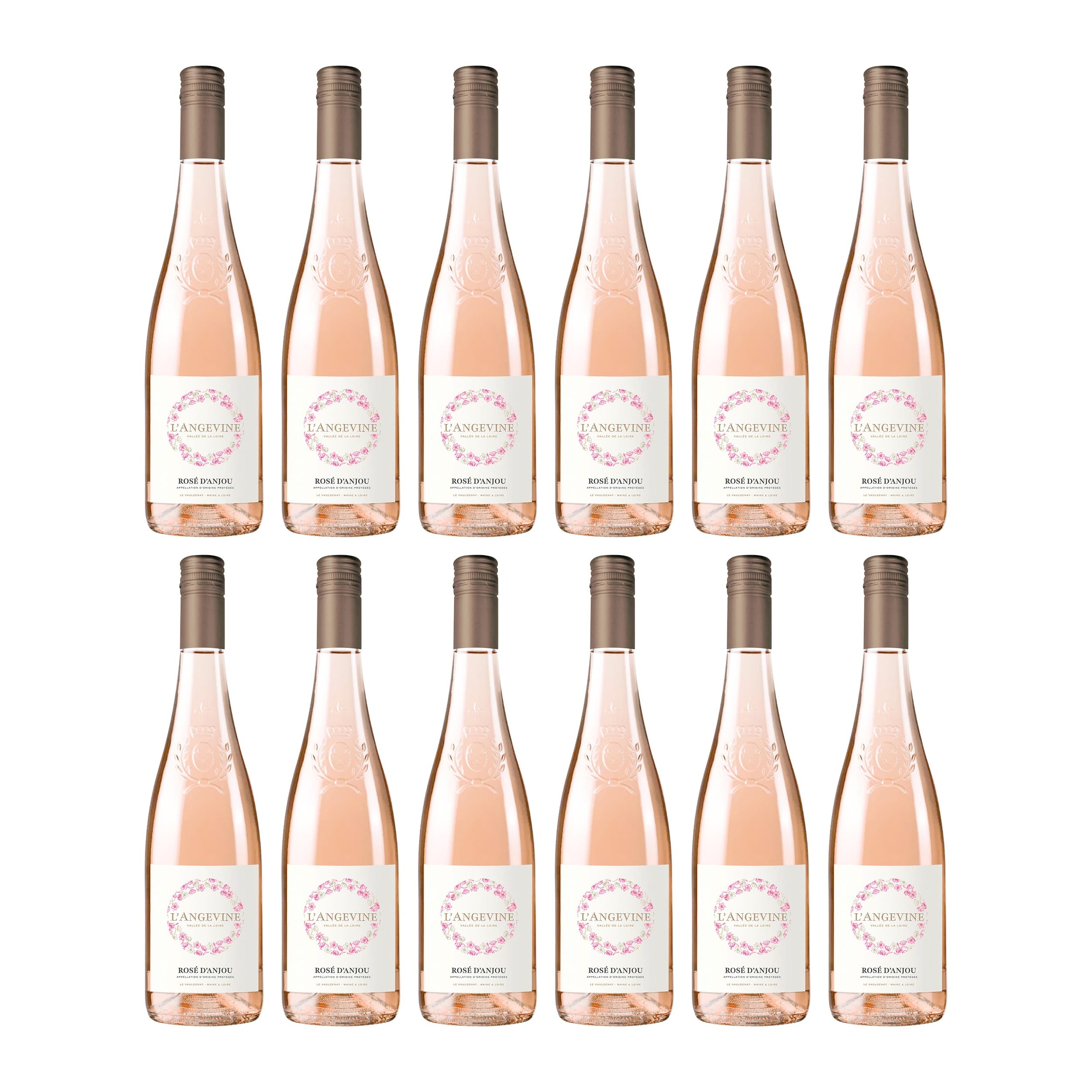 Les Caves de L'Angevine Rosé d'Anjou AOP Roséwein Rosé halbtrocken Frankreich inkl. FeinWert E-Book (12 x 0.75 l)