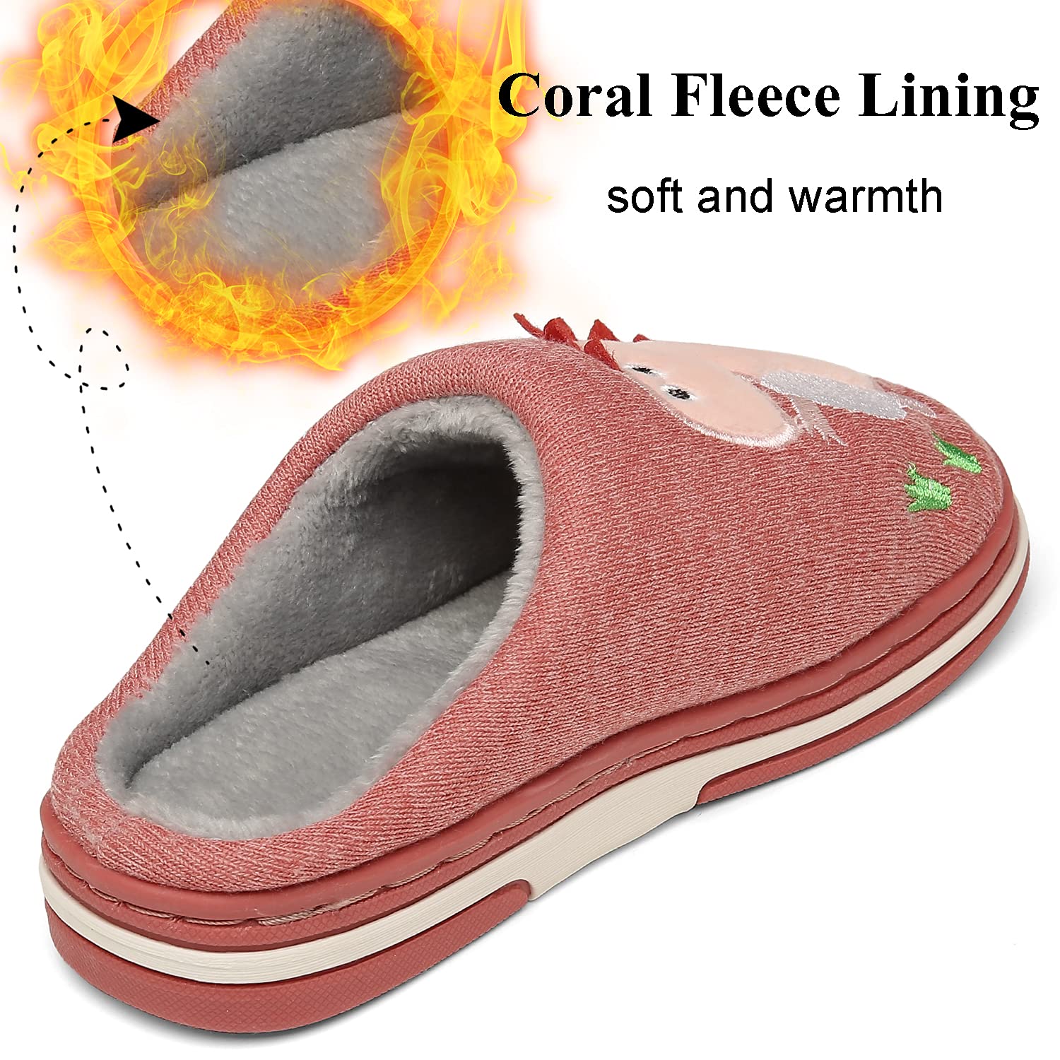 INMINPIN Inverno Pantofole da Casa Bambini Caldo Peluche Pantofola da Invernali Carino Dinosauro Comode Ciabatte Interne di Cotone per Ragazze Ragazzi