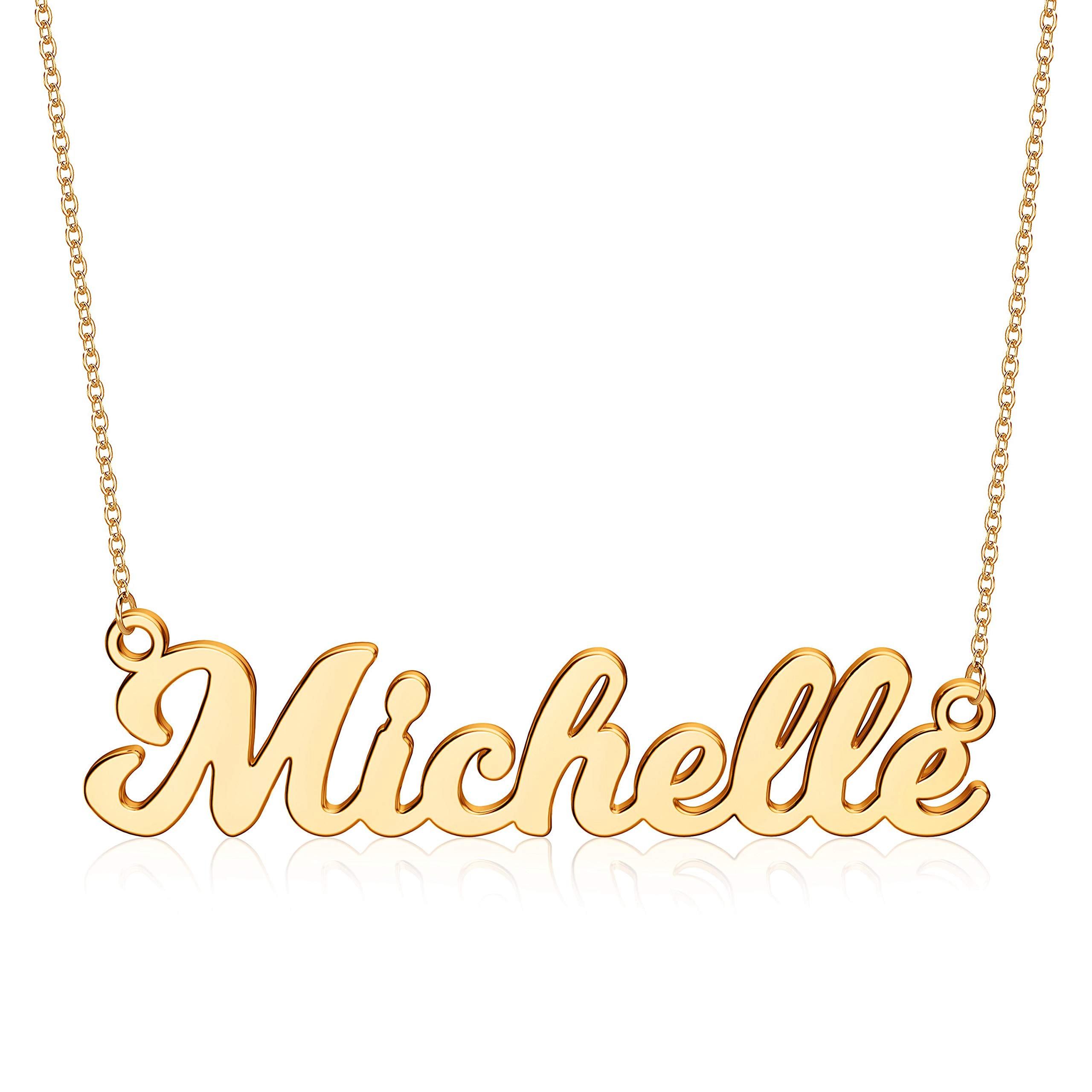 UrsteelCustom Name Necklace Personalized, 14K Gold Plated Personalized Name Necklace Dainty Name Plate Necklace Jewelry Personalized Gifts for Women