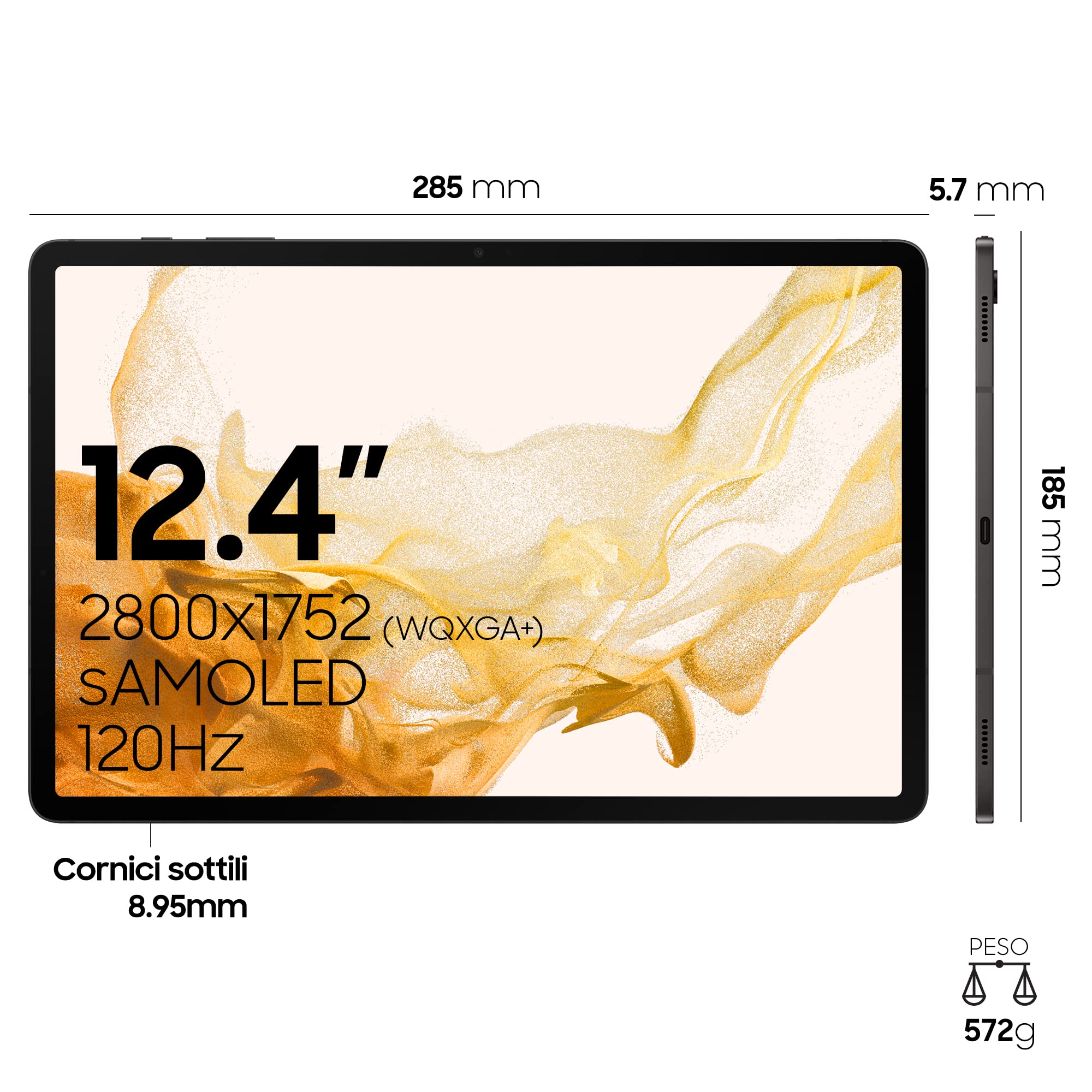 Samsung Galaxy Tab S8+ SM-X806BZABEUE Tablet, Czarny, 8/256 GB