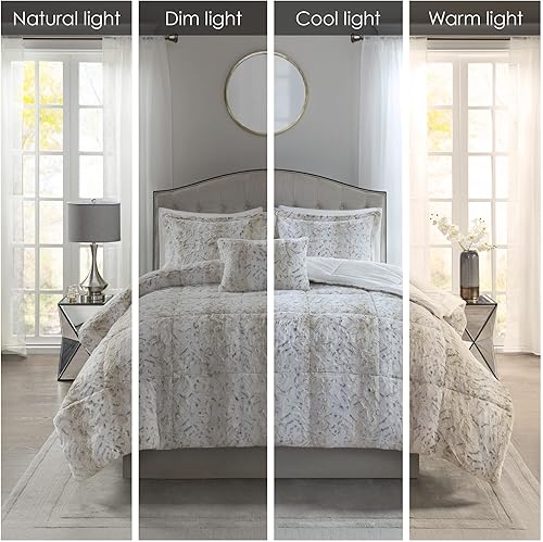 Miniatura 2 de Madison Park Zuri Soft Plush Comforter Set, Faux Fur Animal Stripes Design, Faux Mink On The Reverse, Modern All Season Bedding Set with Matching