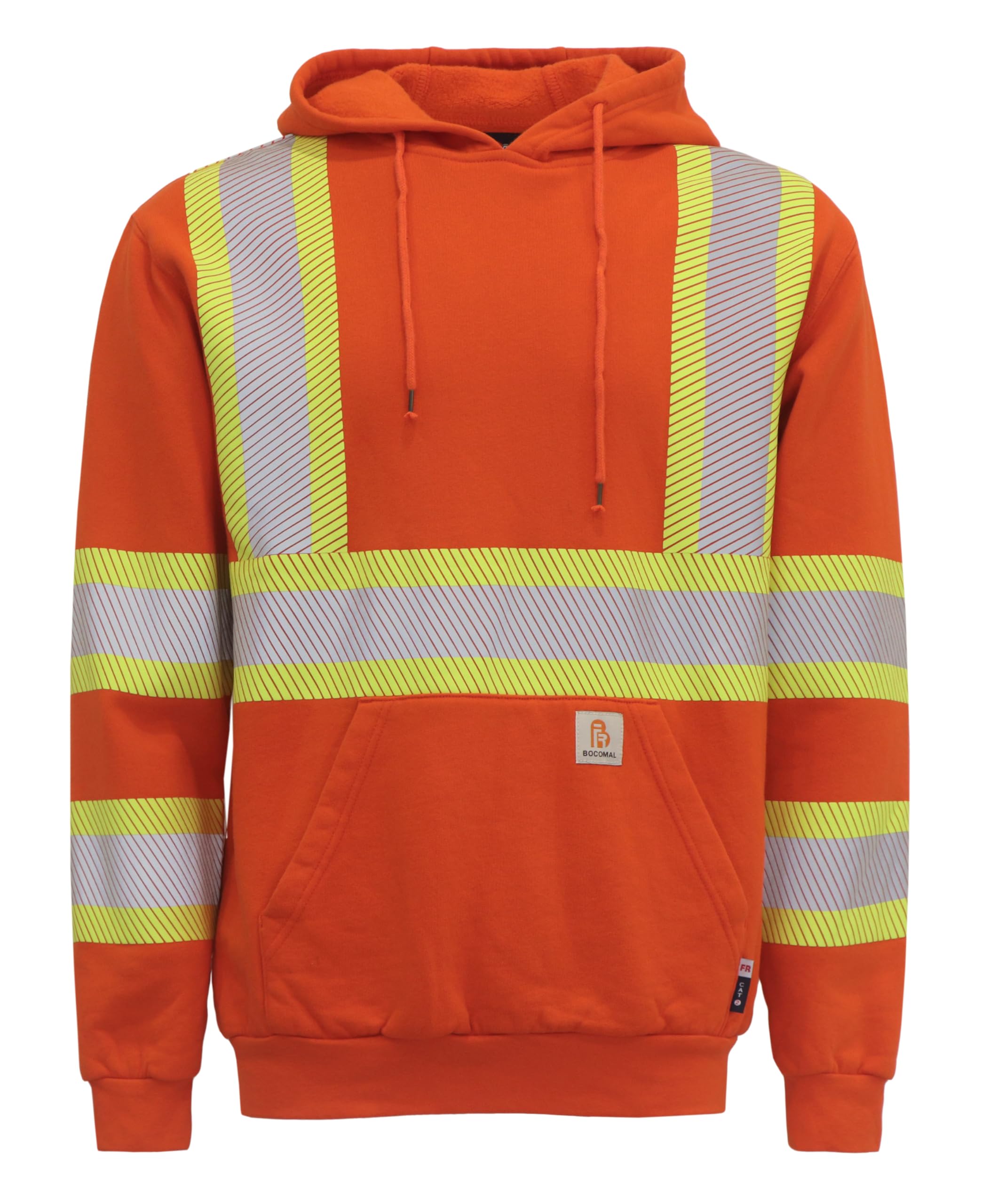 BOCOMALFR Hoodies High Visibility Cotton Fleece Hi-vis Mid-Weight Flame Resistant Reflective Hooded Sweatshirts