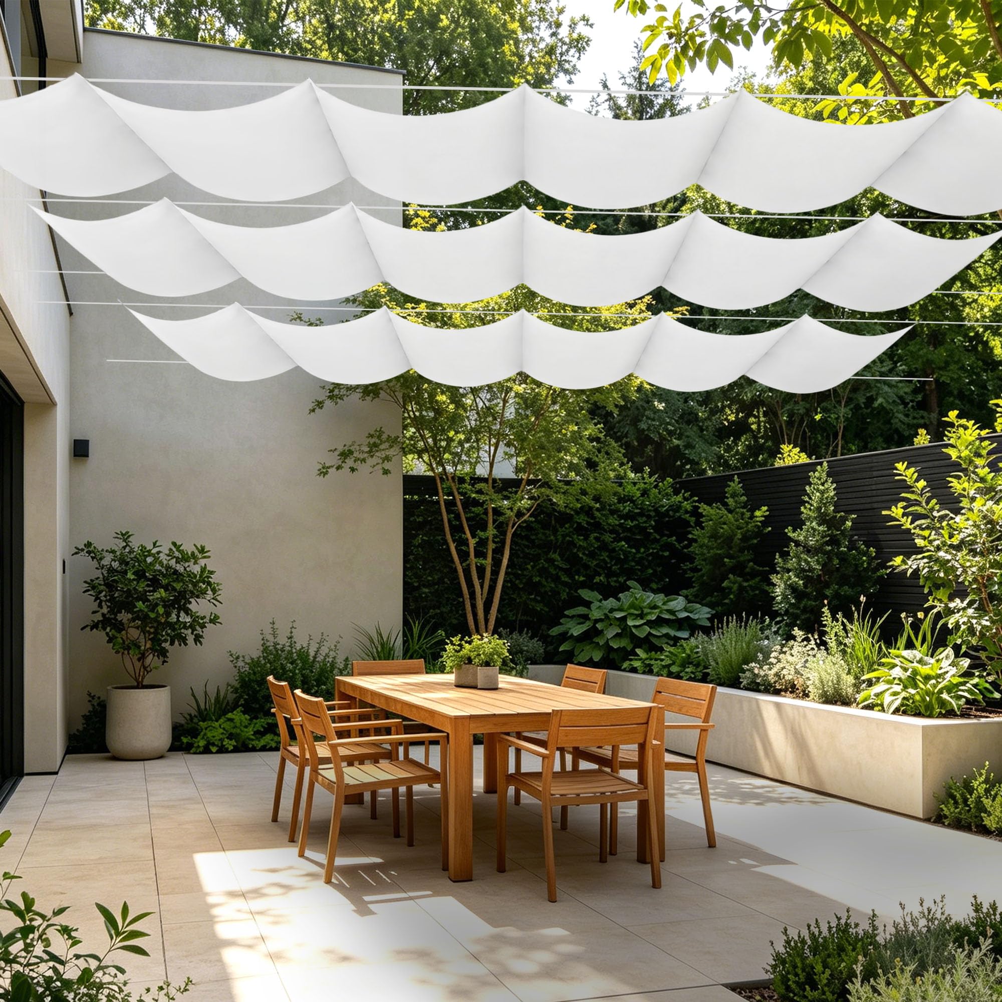 Voiles d'ombrage avec œillets 150 x 300 cm toile rétractable blanche extérieur