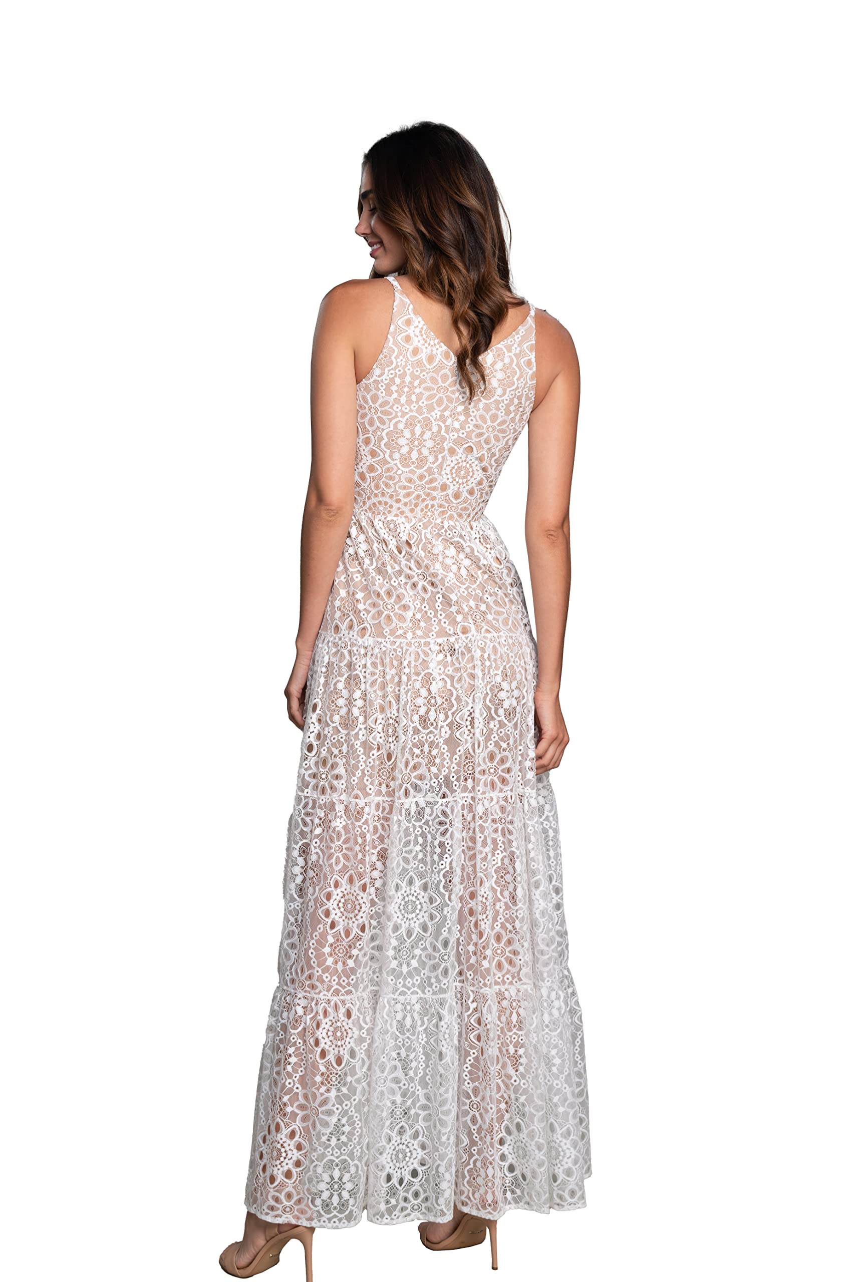 Dress the Population Women's Melina Sleeveless Plunge Neckline Fit and Flare Maxi Dress