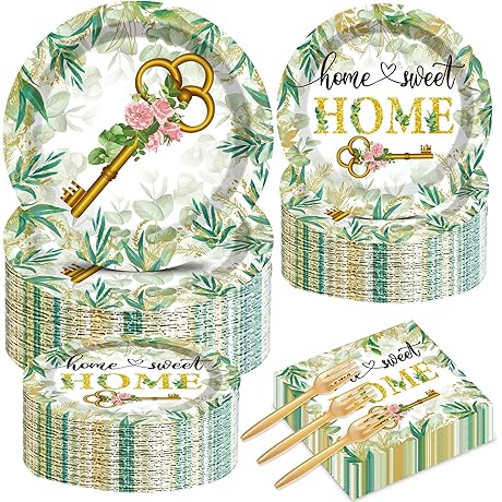 50 Guests House Warming Decoration: Housewarming Party Supplies Tableware Set