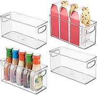 iDesign Slim Clear Stackable Storage Bins - Tall Narrow Kitchen Pantry Fridge Organizers, 4-Pack Space Saver