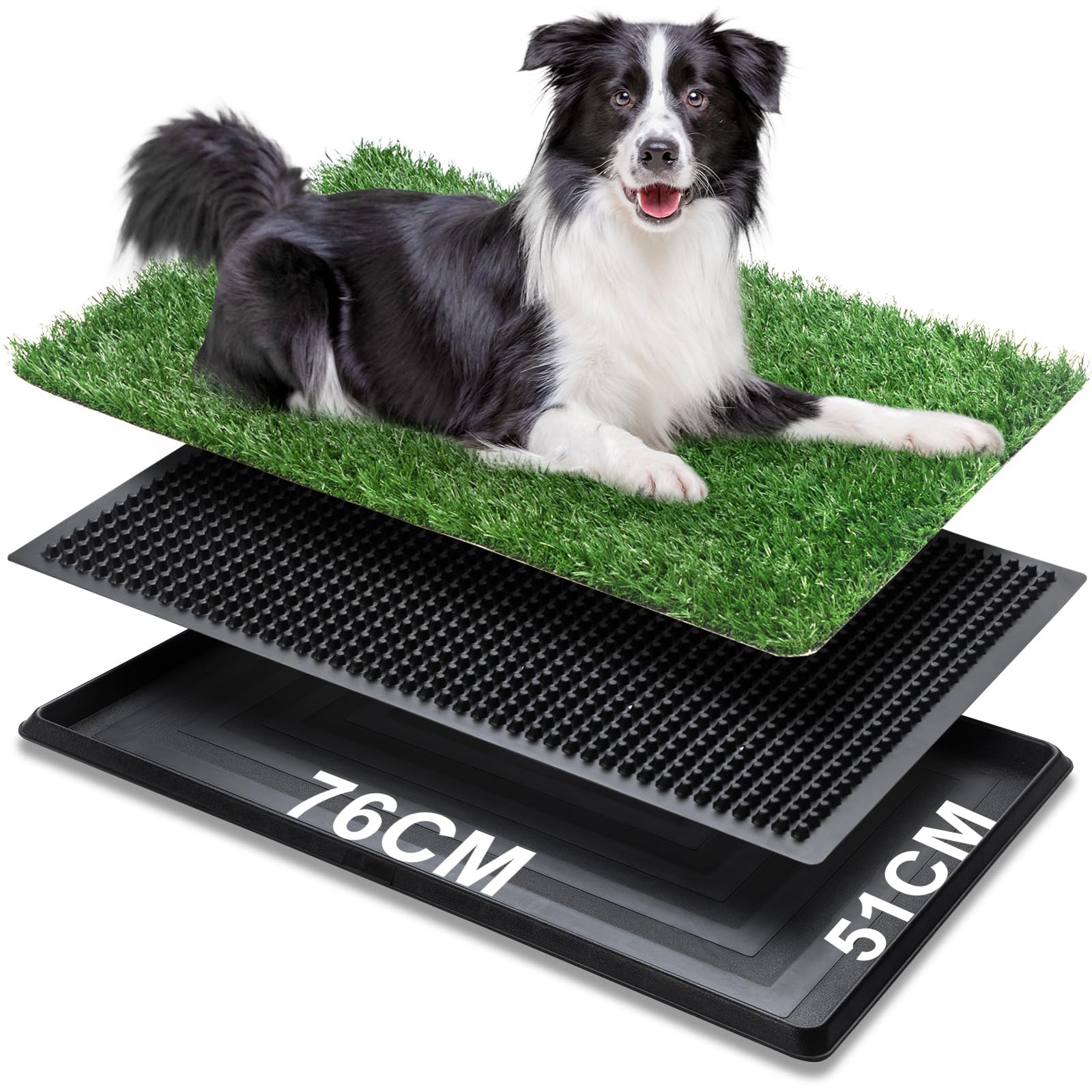 LeFluffy Dog Toilet Tray with Artificial Grass, Dog Grass Pee Pad, Pet Potty with Washable Indoor/Outdoor Loo Puppy Toilet Training (76 x 51 cm, L) โ image 1