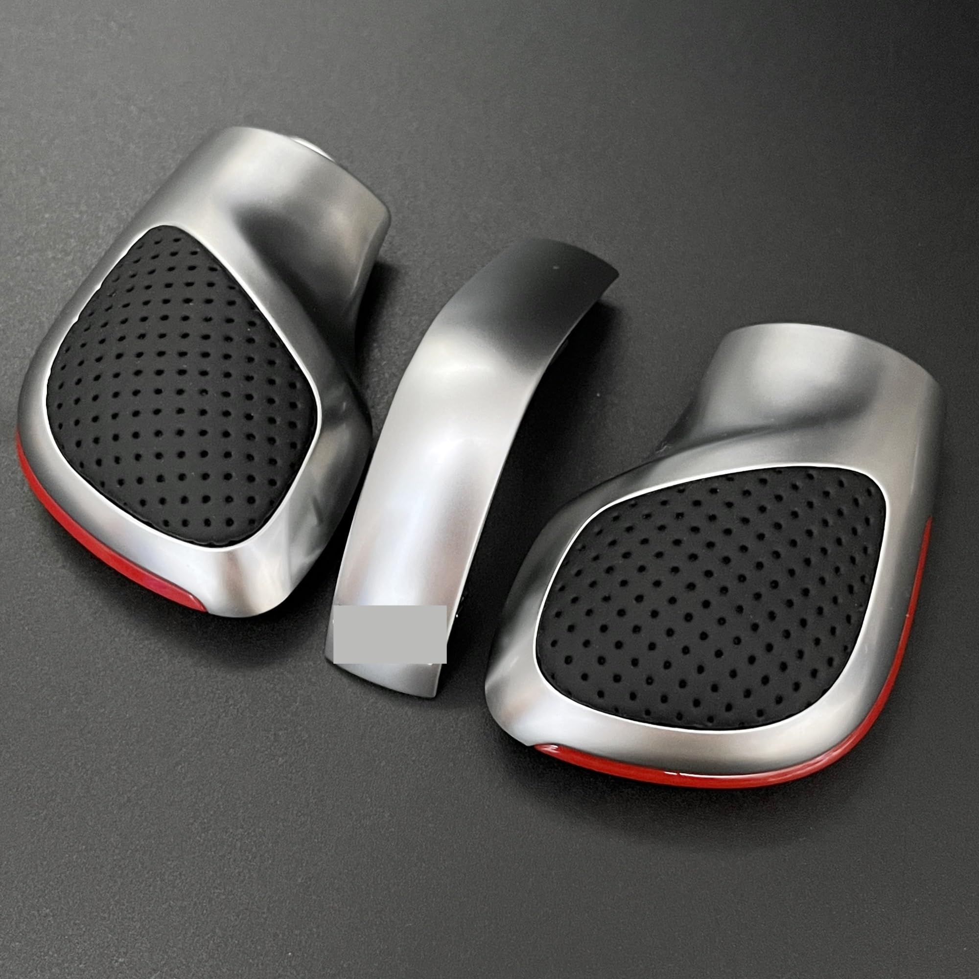 JFQYGMD for DSG Gear Shift Knob Chrome with Leather Blue & Red Side Cover for VW for Golf 6 7 R GTI for Passat B7 B8 CC R20 for Jetta MK6 GLI(3PCS Red Hole)