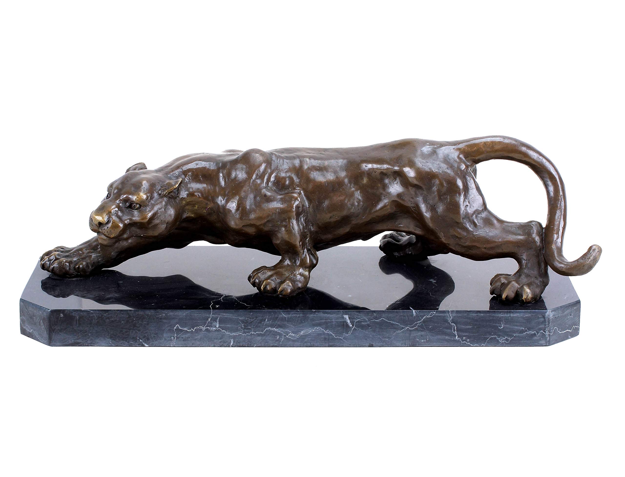 Escultura de bronce – Schleich Ender Panther – imposante Animales Socket de bronce en mármol – Firmada – Panther Escultura – Animales Figura de bronce