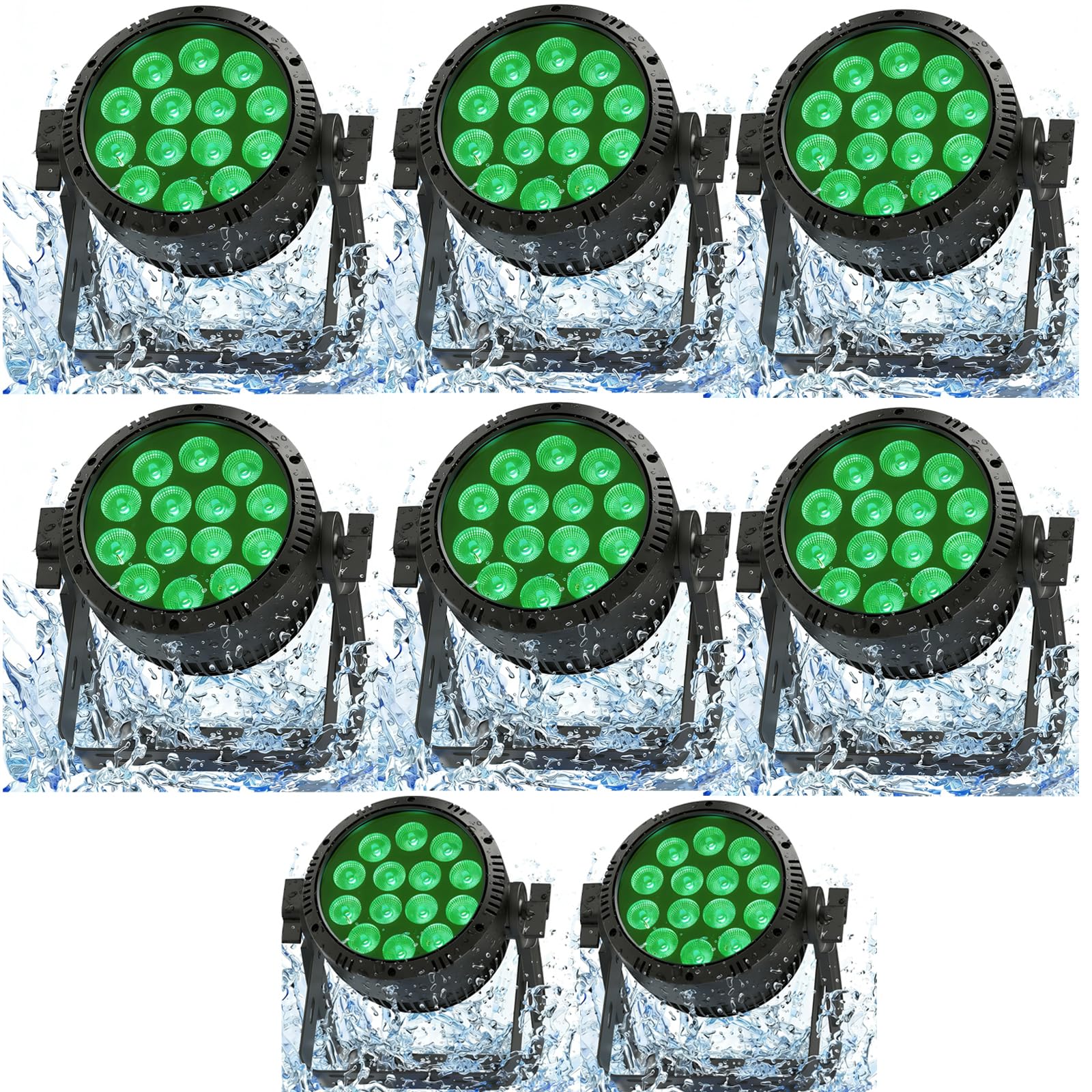 8PCS RGBW 200W Par LED IP65 étanche, 14 LED Jeu de Lumiere Scene avec Stroboscope, Projecteur Lampe de Scene Extérieur pour Jours de Pluie Spectacles Soirées DJ Fête Festivals