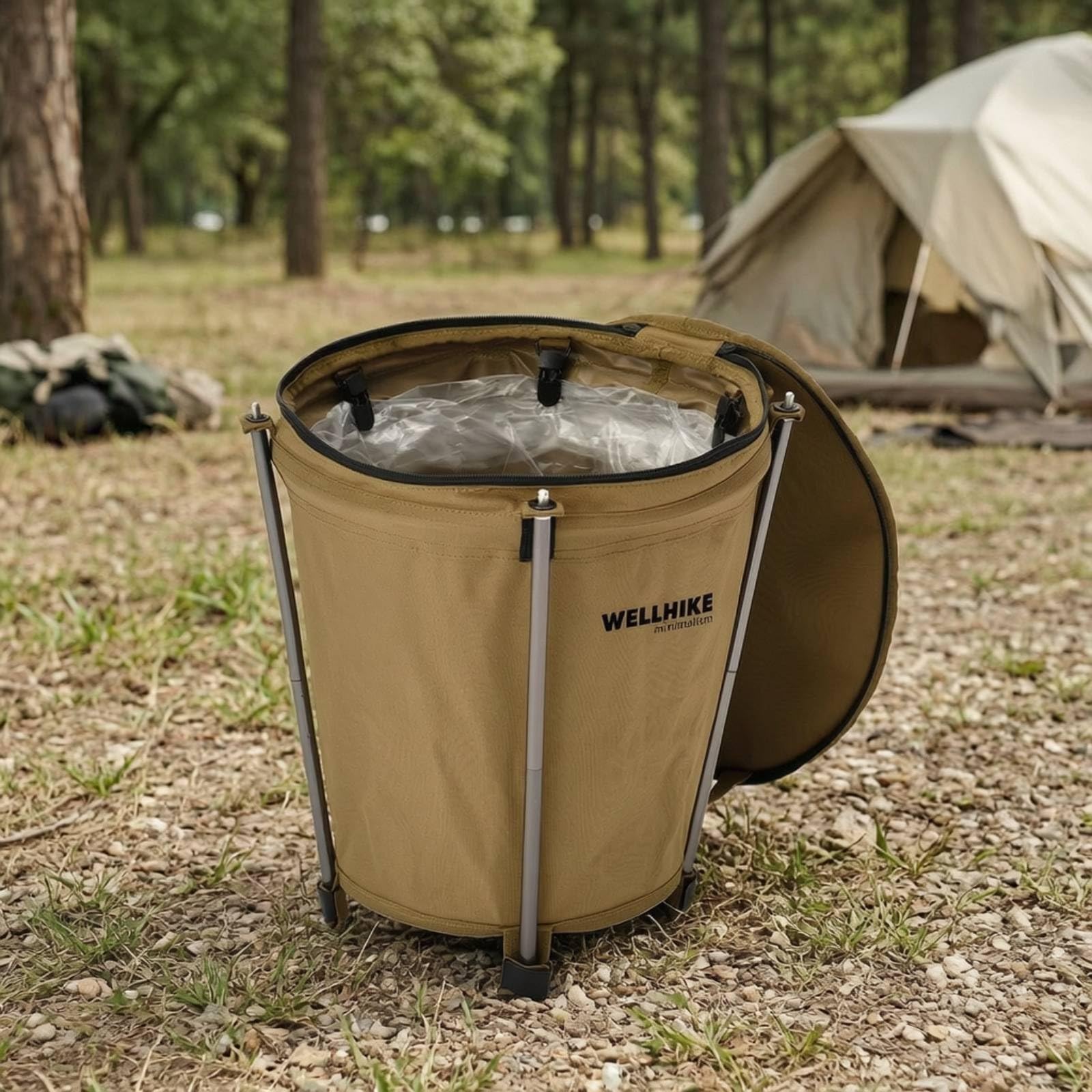 Sharplace Outdoor Faltbarer Mülleimer Klappbarer Abfallbehälter Campingtasche Müllsackhalter mit Innenauskleidung aus PVC Und 600D Gewebe mit Vier Stützstangen