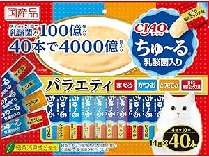 チャオ (CIAO) ちゅ~る 乳酸菌入り バラエティ 40本 猫用おやつ商品画像