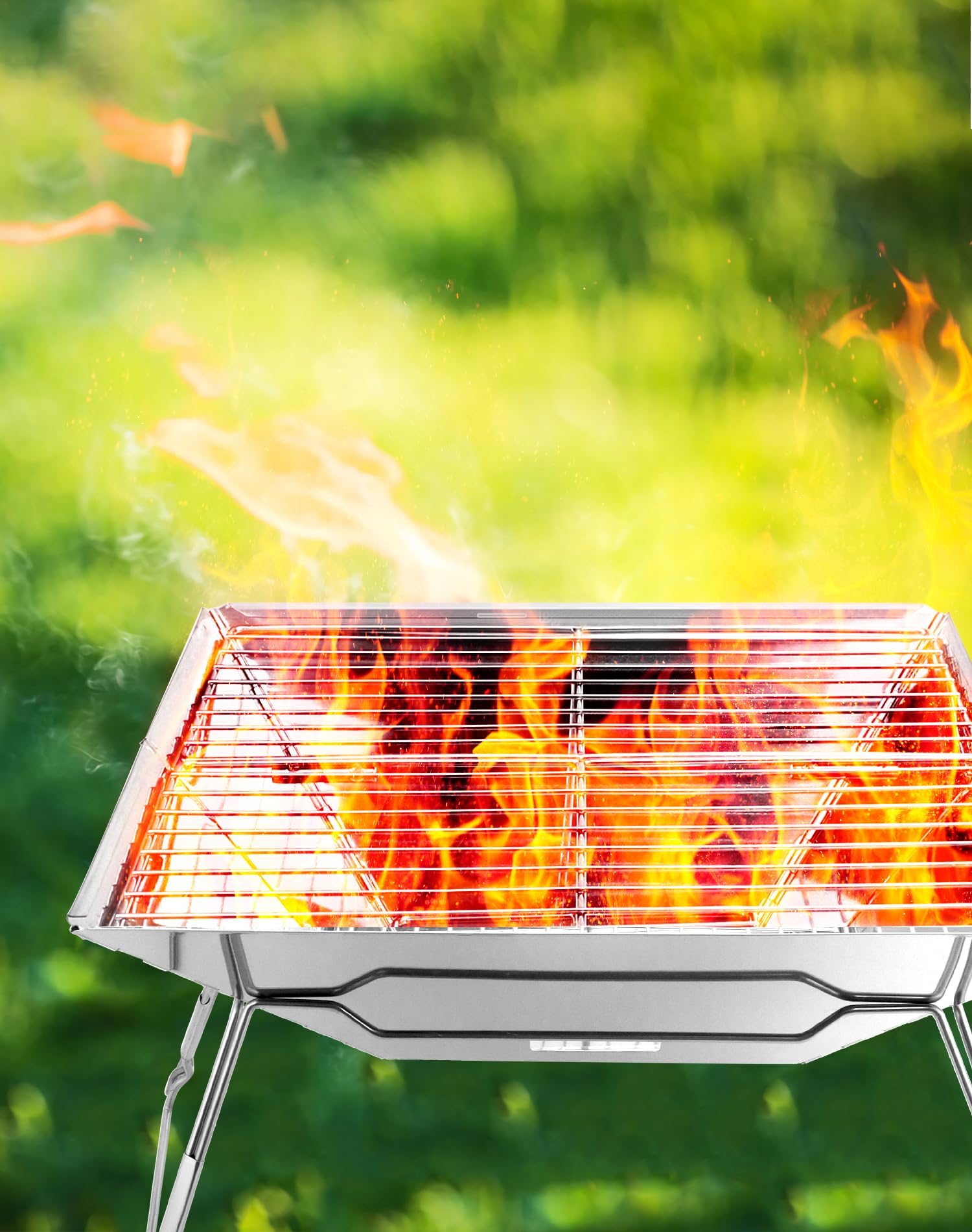 Foyer De Camping Portable Odoland 2 En 1 – Barbecue Et Feu De Bois – Grille Amovible, Sac De Transport – Pour Jardin, Plage, Pique-nique