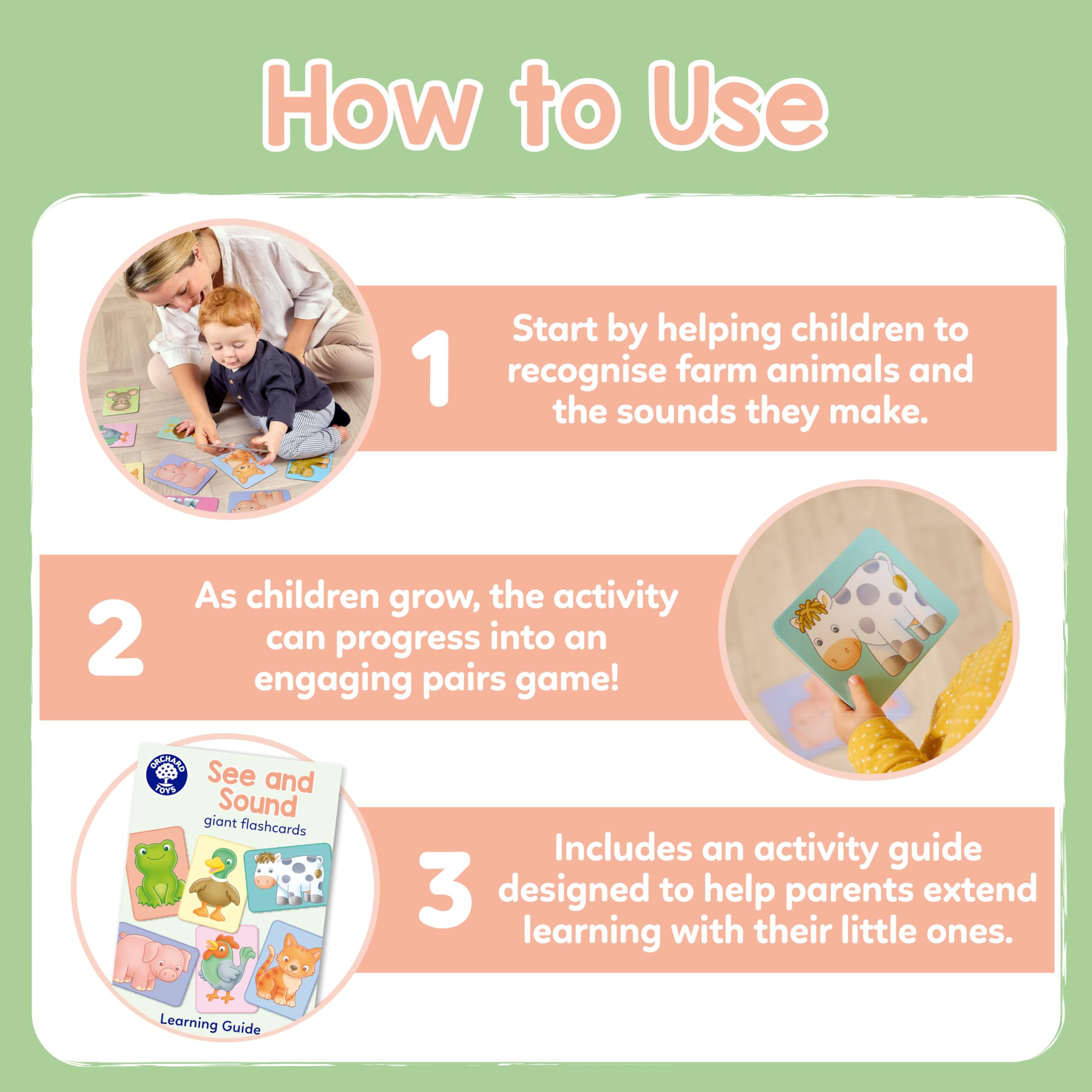 Orchard Toys See and Sound Giant Flashcards for Babies and Toddlers 9 months+ Educational Animal Farm Activity and Learning Game - Image 3