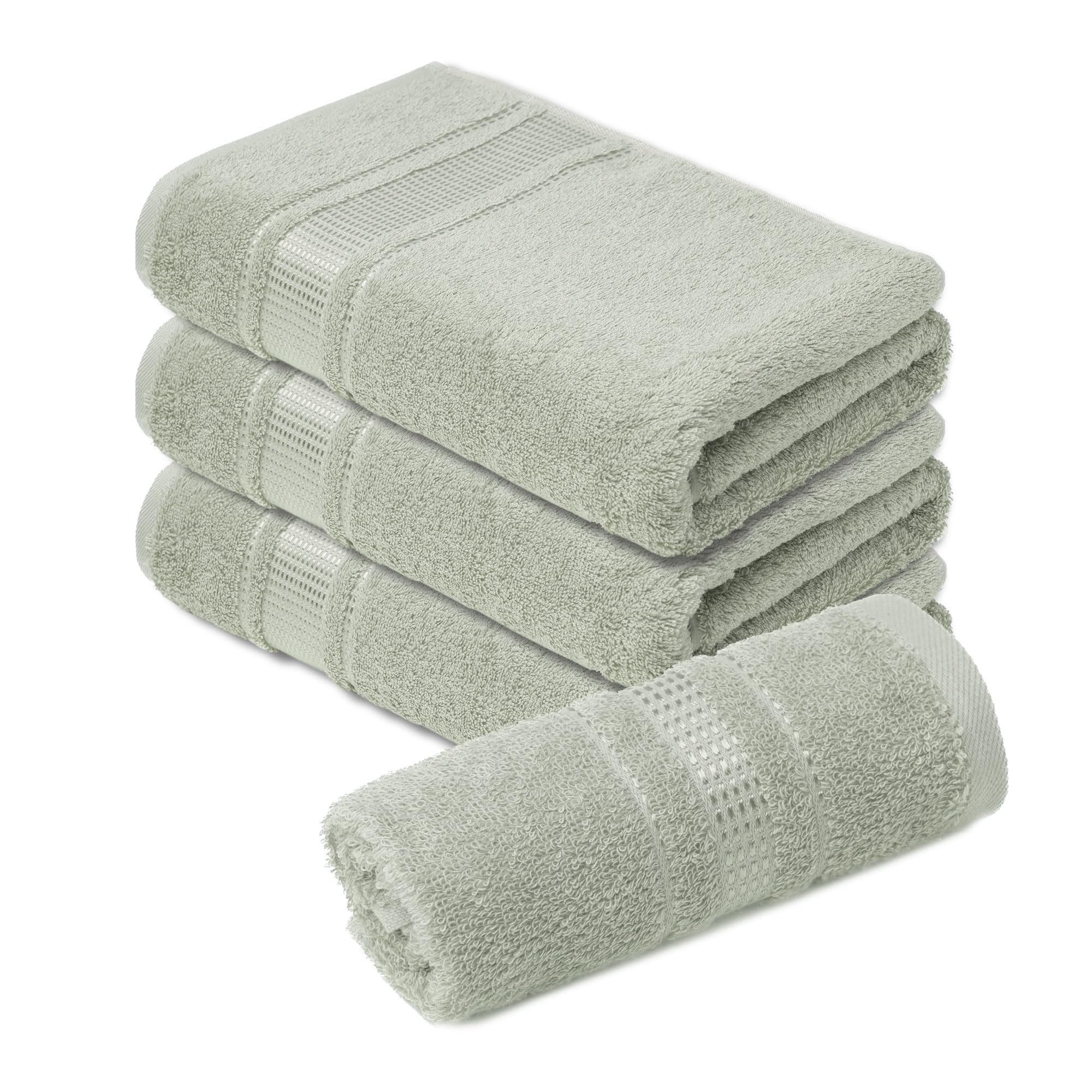 Melissa Linen, 4-Piece Bath Wash Cloths Set, 100% Turkish Cotton, Face & Hand Towels for Bathroom, Absorbent, Quick Dry and Soft Wash Rags for Kitchen