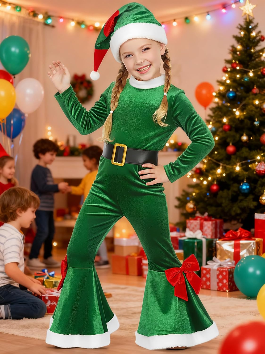 Christmas Costume for Girls Santa Claus Outfit for Girls Mrs Claus Dress With Xmas Hat - Image 5