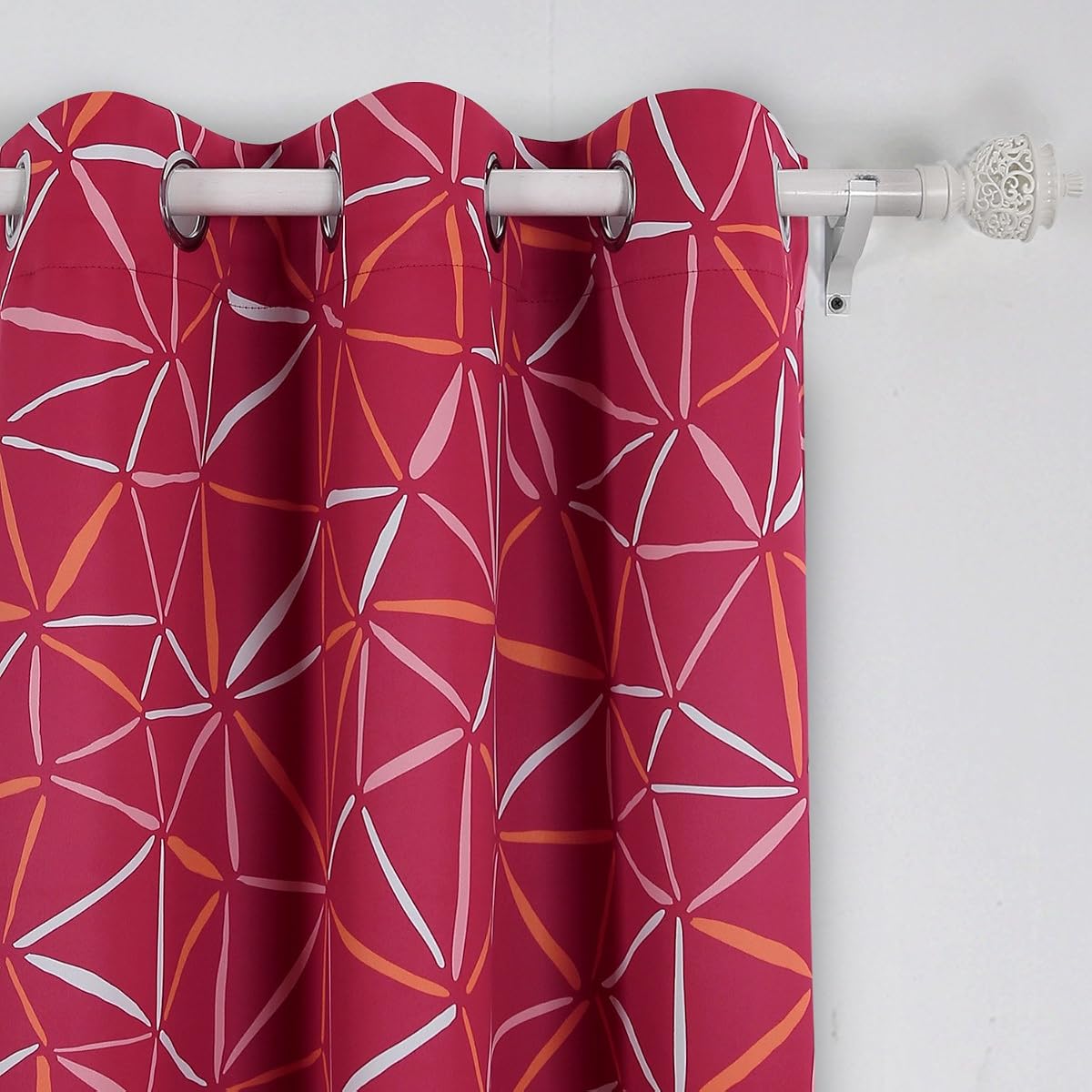 Deconovo Cortinas opacas impresas con aislamiento térmico y ojales, cortinas para oscurecer la habitación, para oficina, 42 x 63 pulgadas, color rojo, 2 paneles