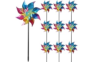 Hausse Clearance Pinwheels Wind Spinners, Reflective & Extra Sparkly Rainbow Pinwheel for...