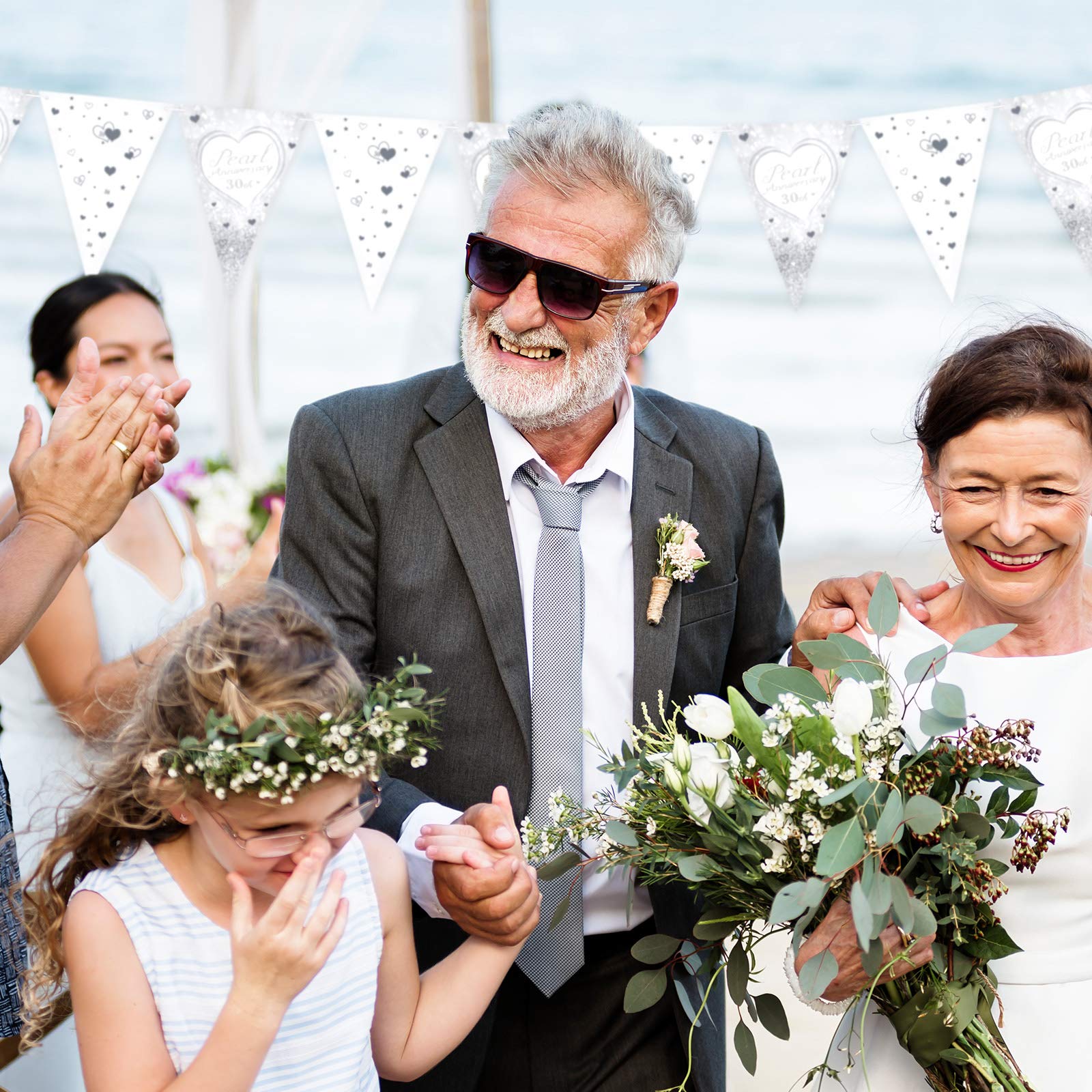 2 Pieces 30th Anniversary Banner Pearl Anniversary Bunting Flags Heart |  Desertcart Seychelles, image size:1600x1600