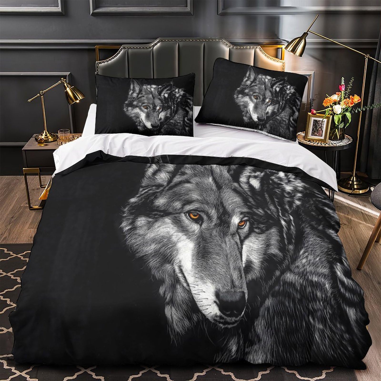 Parure de lit loup super king confortable et housse de couette anti-allergie