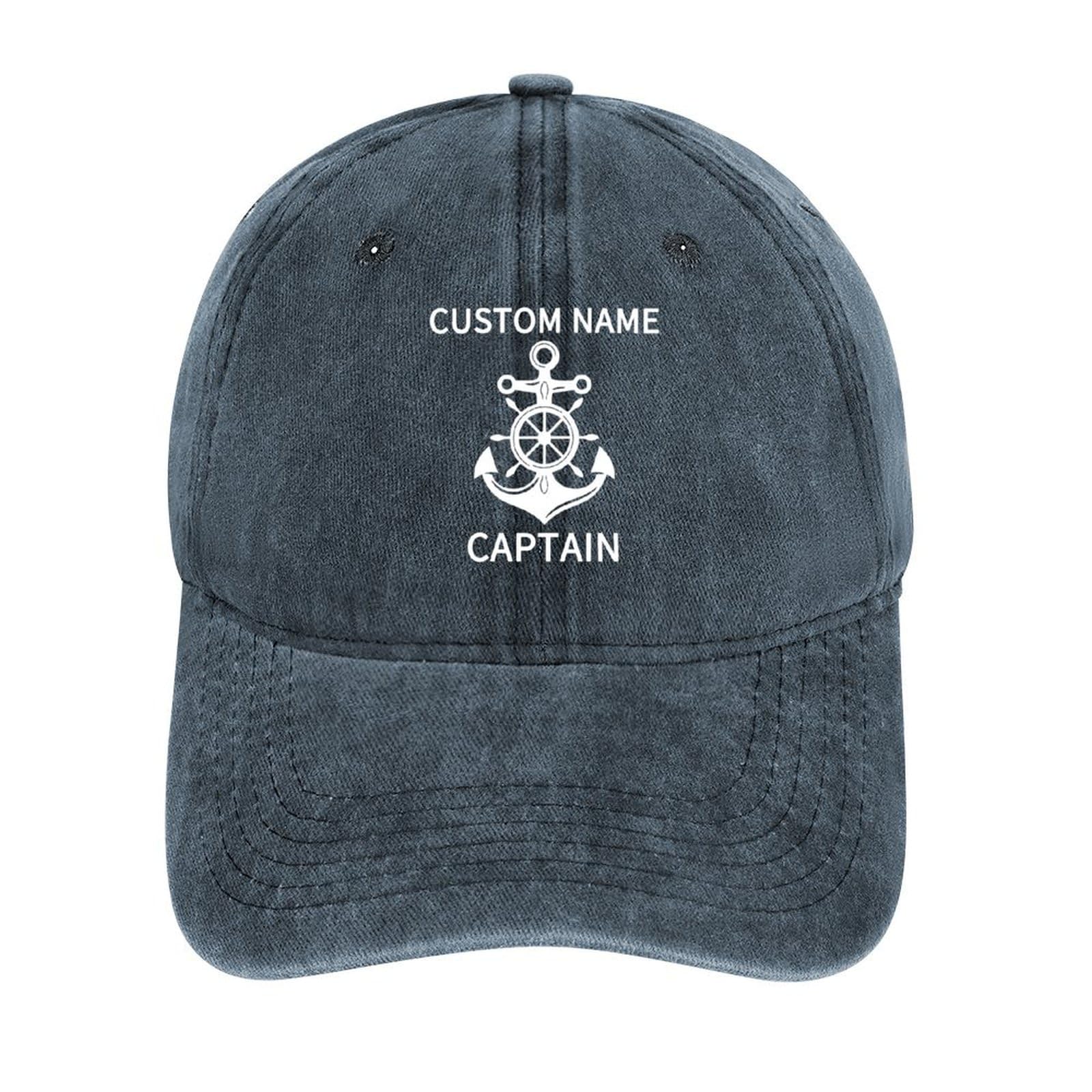 VWCSDSCS Custom Captain Hat Sailors Cap Personalized Nautical Anchor Baseball Cap with Boat Name for Boater Lake Cruise Boat Lovers
