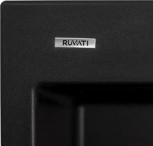 Miniatura 6 de Ruvati epiGranite RVG1022BK - Fregadero de cocina de compuesto de granito, de un solo cuenco, 22 x 20 pulgadas (55.88 x 50.8 cm), color negro media