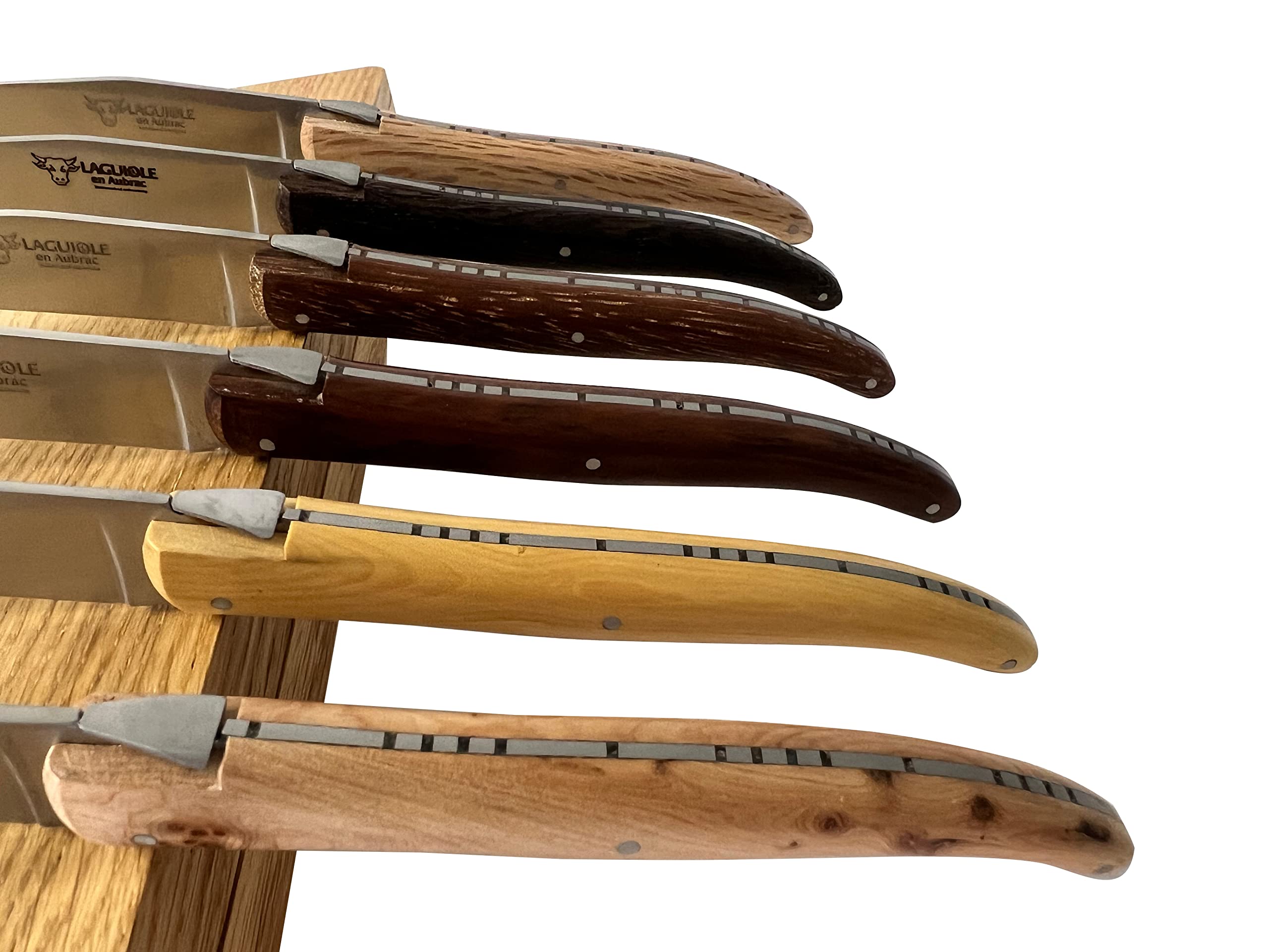 Bloque De Cuchillos Laguiole En Aubrac – 6 Piezas En Madera De Olivo (Francia)