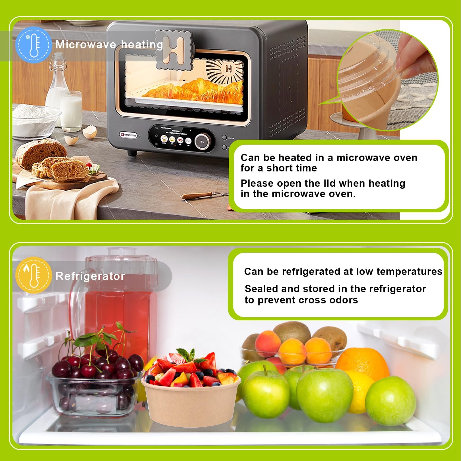 Lot de 25 récipients alimentaires jetables avec couvercles transparents, 750 ml, récipients alimentaires avec couvercle, adaptés pour salades de régime, glaces, yaourts et autres aliments.