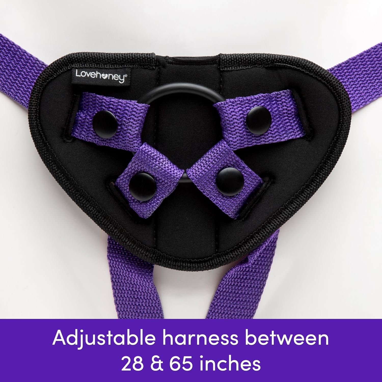 Lovehoney Triple Strap On Dildo Harness Kit - 3 Clear Strap On Dildos - 6, 8 Inch & 6 Inch Slimline with Suction Cups - Includes 3 O-Rings - Adjustable Harness - Couples Gift -Purple/Black