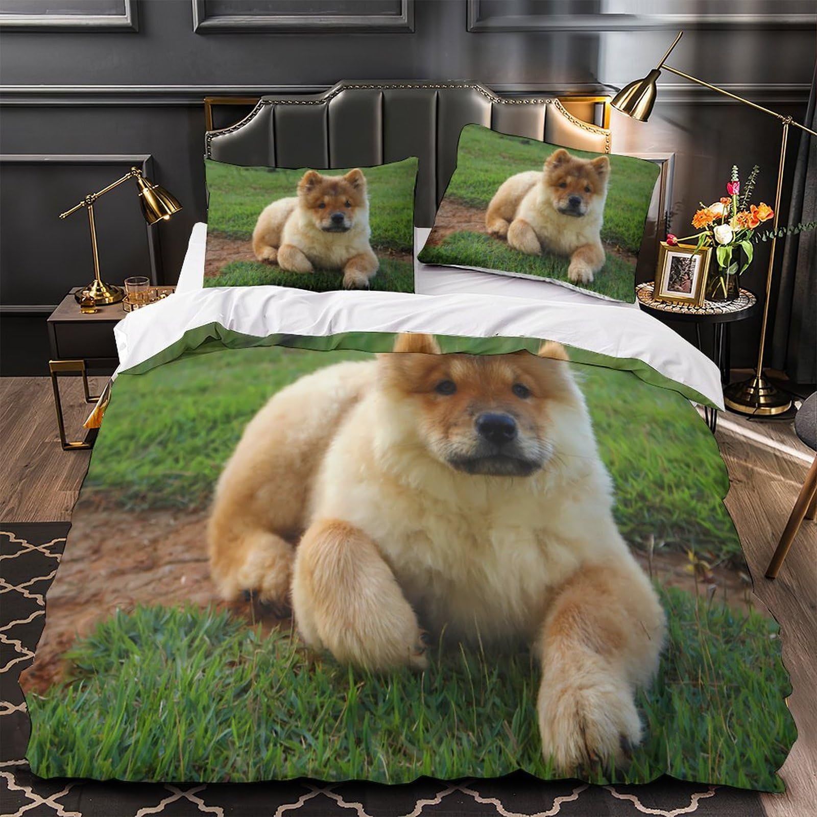 Housse de couette chiot mignon en microfibre 140x200