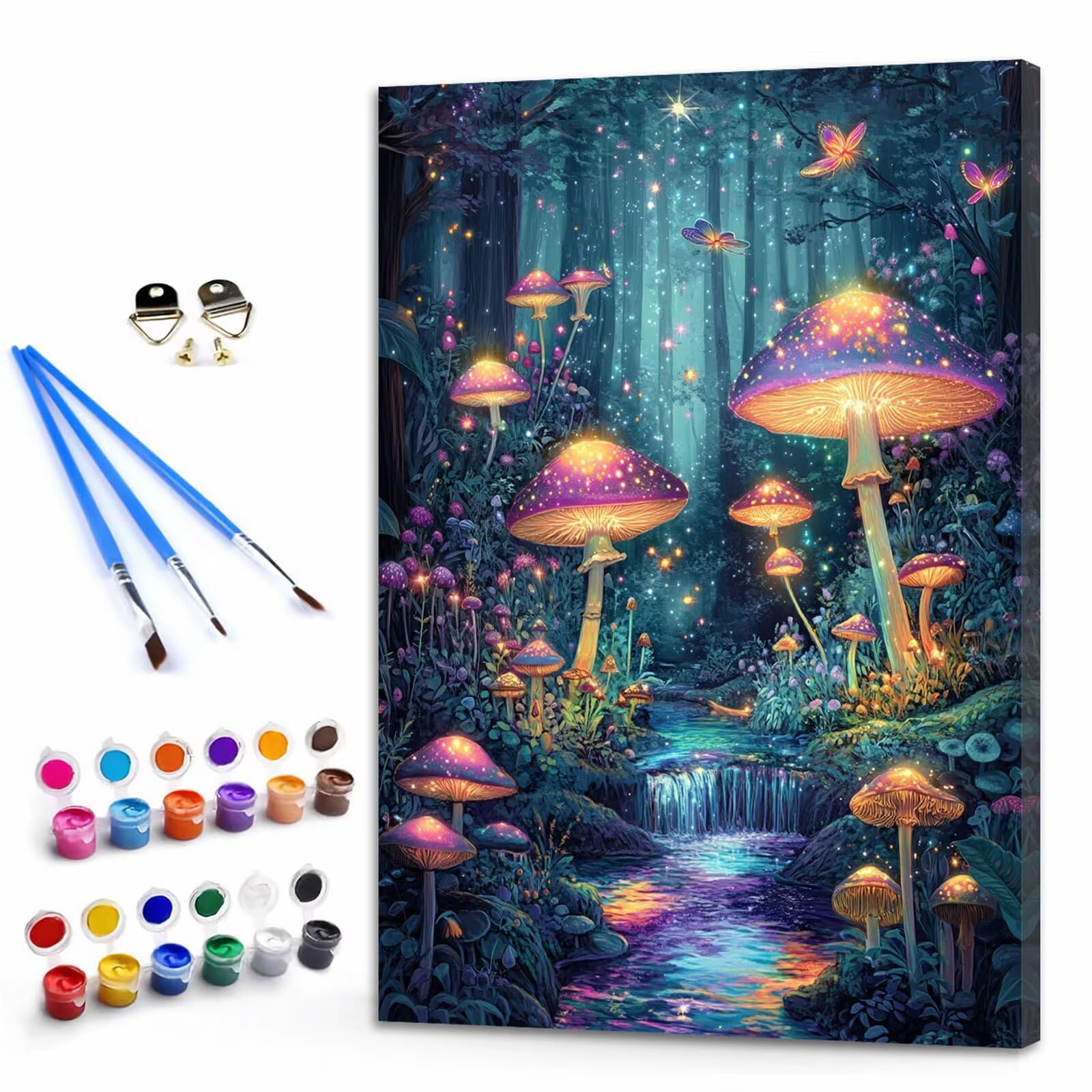 Dipingere con i Numeri Adulti Fantasia Dipingere con i Numeri Fungo Paint by Numbers Hobby Creativi Adulti Fai Da Te Tela di Pittura a Olio Kit, Decorazioni Donna Regalo 60x80cm Senza Cornice Y3-835