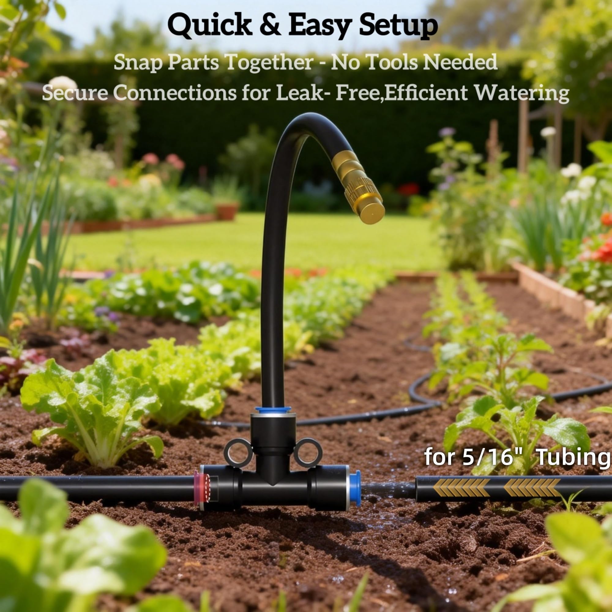 Sistema di irrigazione a 360° per giardino, sistema di irrigazione a goccia da 10,2 m con 13 ugelli, sistema di irrigazione da giardino, accessori per serre, sistema di atomizzazione per giardino