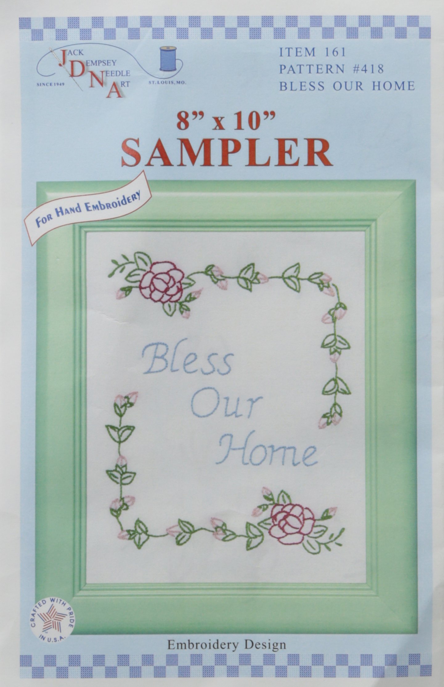 Jack Dempsey Stamped White Sampler 9"X11"-Bless Our Home