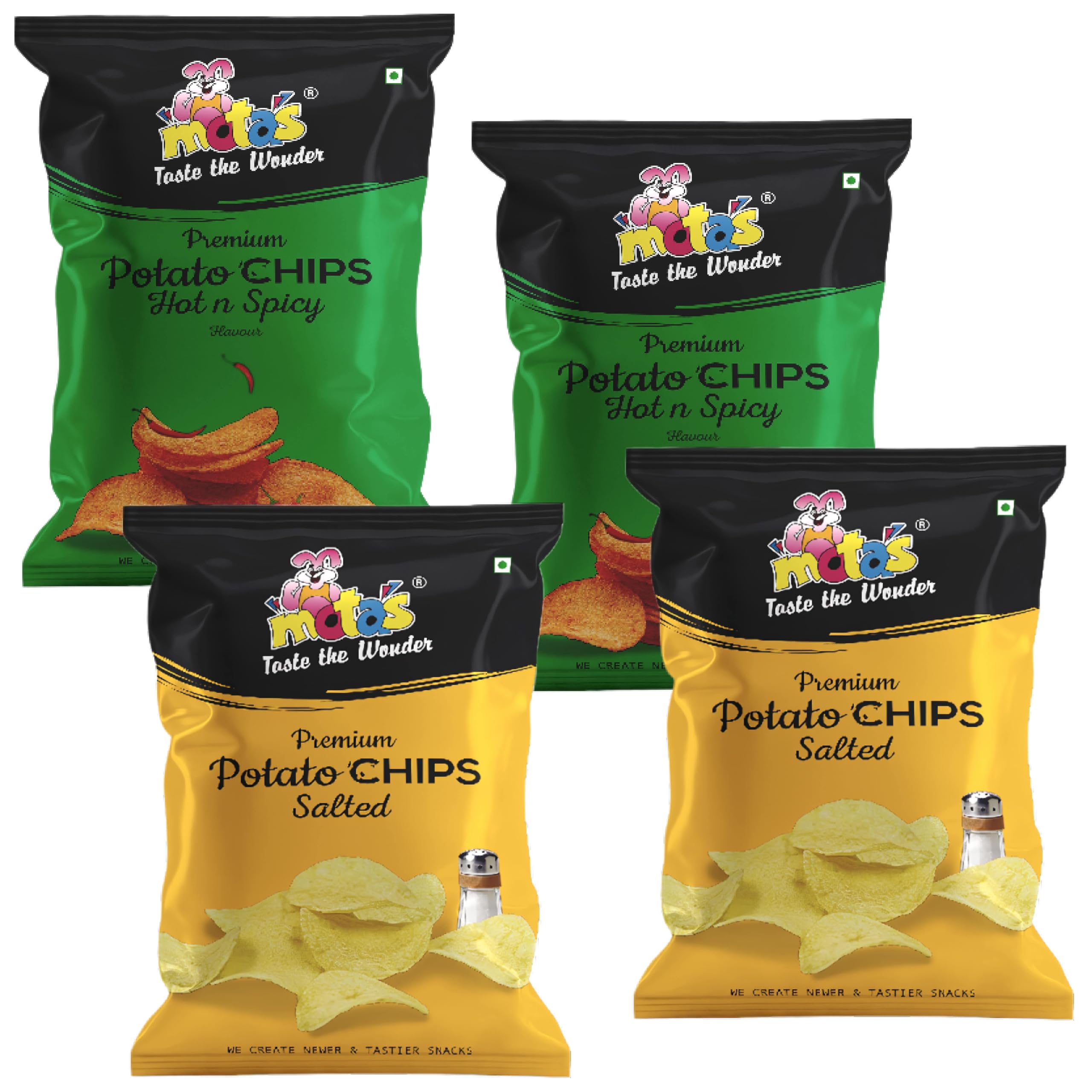 MOTAS Potato Chips 4 Packs x 100gms | Fresh, Crispy and Crunchy Potato Chips | 2 Assorted Flavors Pack – Hot N Spicy (2) & Salted (2) | Perfect Snack | Crafted with Care (B0CYH6SX4H) Amazon Price History, Amazon Price Tracker