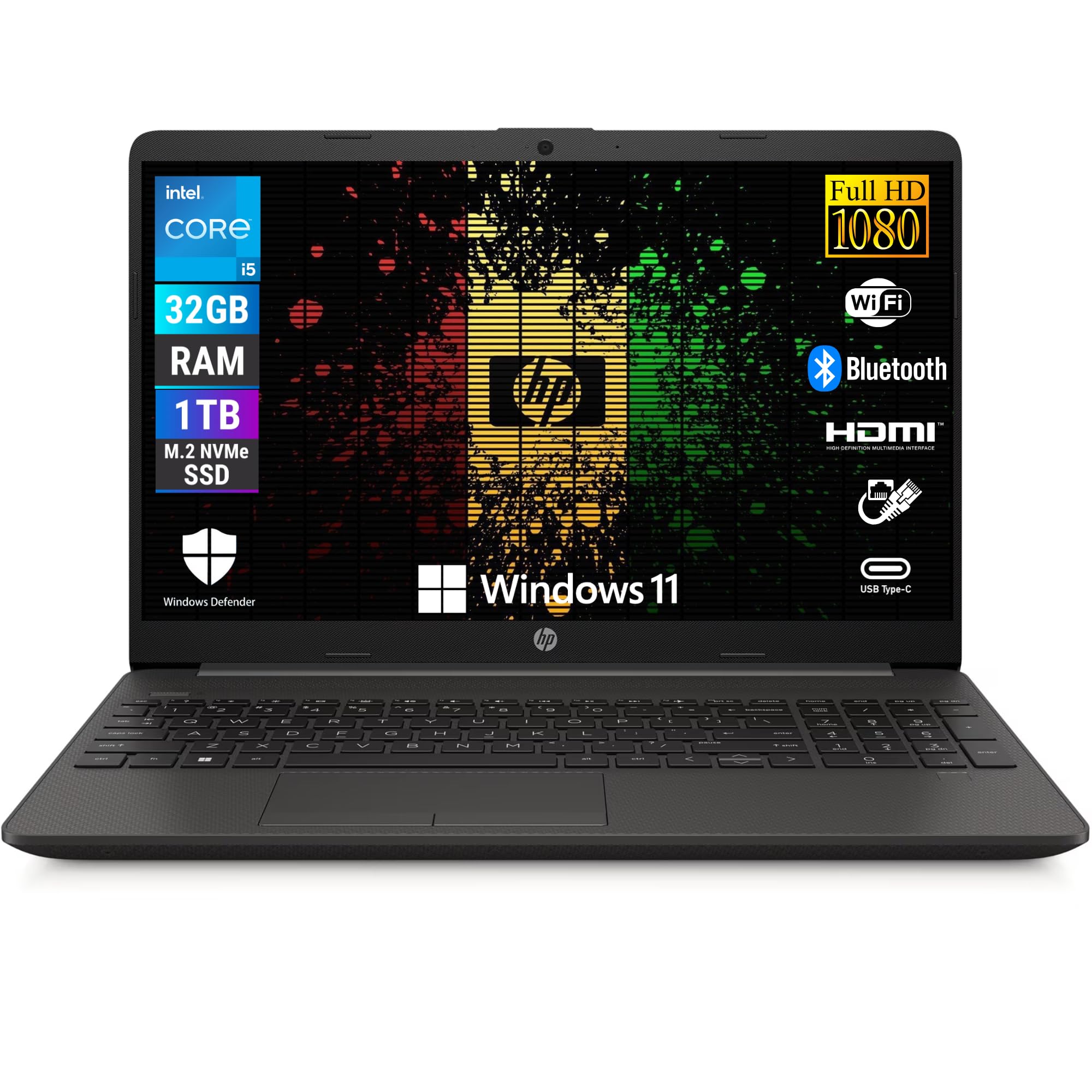 HP 250R G9, Computer Portatile Notebook, Intel i5-1334u 10 Core 3.4Ghz, Display 15.6'' FHD, Ram 32GB, SSD 1000GB, Windows 11