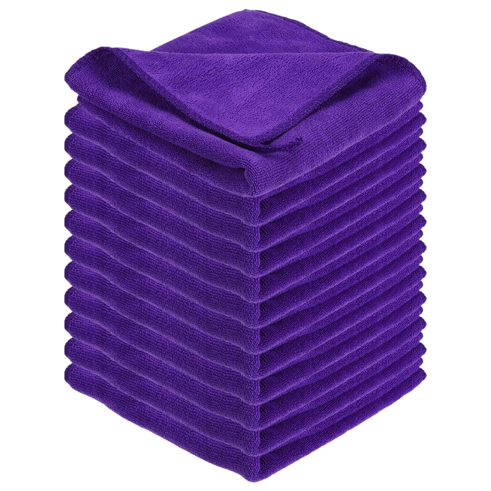 sourcing map 12Pcs Square Hand Towels, 30 x 30 cm Soft Microfiber Hanging Hand Towel with Hanging Loop Highly Absorbent Kitchen Towels for Home Bathroom Kitchen Cleaning Supplies, Drak Purple
