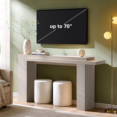 Miniatura 7 de OKD Mesa consola de entrada moderna de 63 pulgadas, mesa de sofá con acento de geometría sólida detrás del sofá, mesa consola estrecha para entrada,
