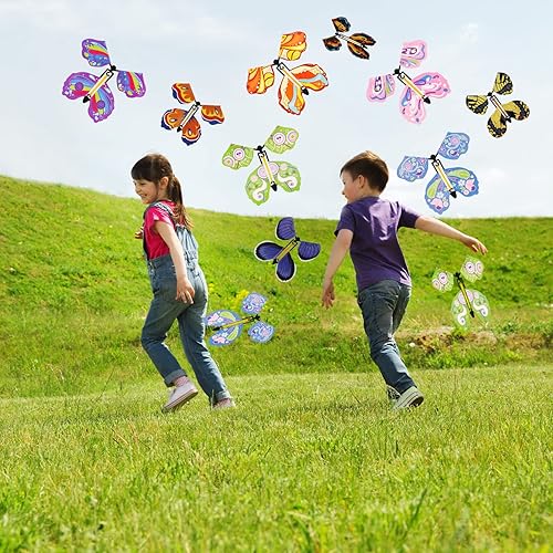 Miniatura 5 de Chenkaiyang 20 piezas de mariposa voladora mágica, mariposa de cuerda de juguete, banda de goma, regalo sorpresa para caja de explosión, sobre boda,
