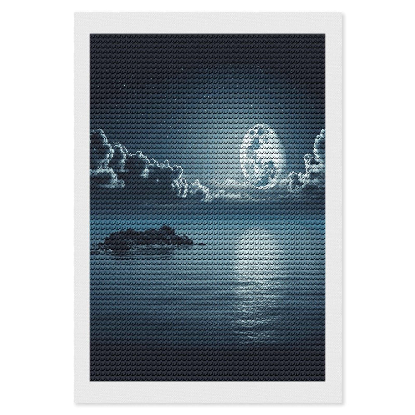 JTREHY Moon Ocean Landscape Diamond Art Kits Personalized DIY Round Diamond Painting Kits for Beginner Full Drill Diamonds Dots Paintings for Adults Gem Art Crafts Home Decor