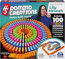 Spin Master Games, Lily Hevesh H5 Domino Creations 100-Piece Neon Dominoes Set, Building Toys for Kids & Family, Classic Activity Game, 1 & Up Players, for Ages 5 & Up