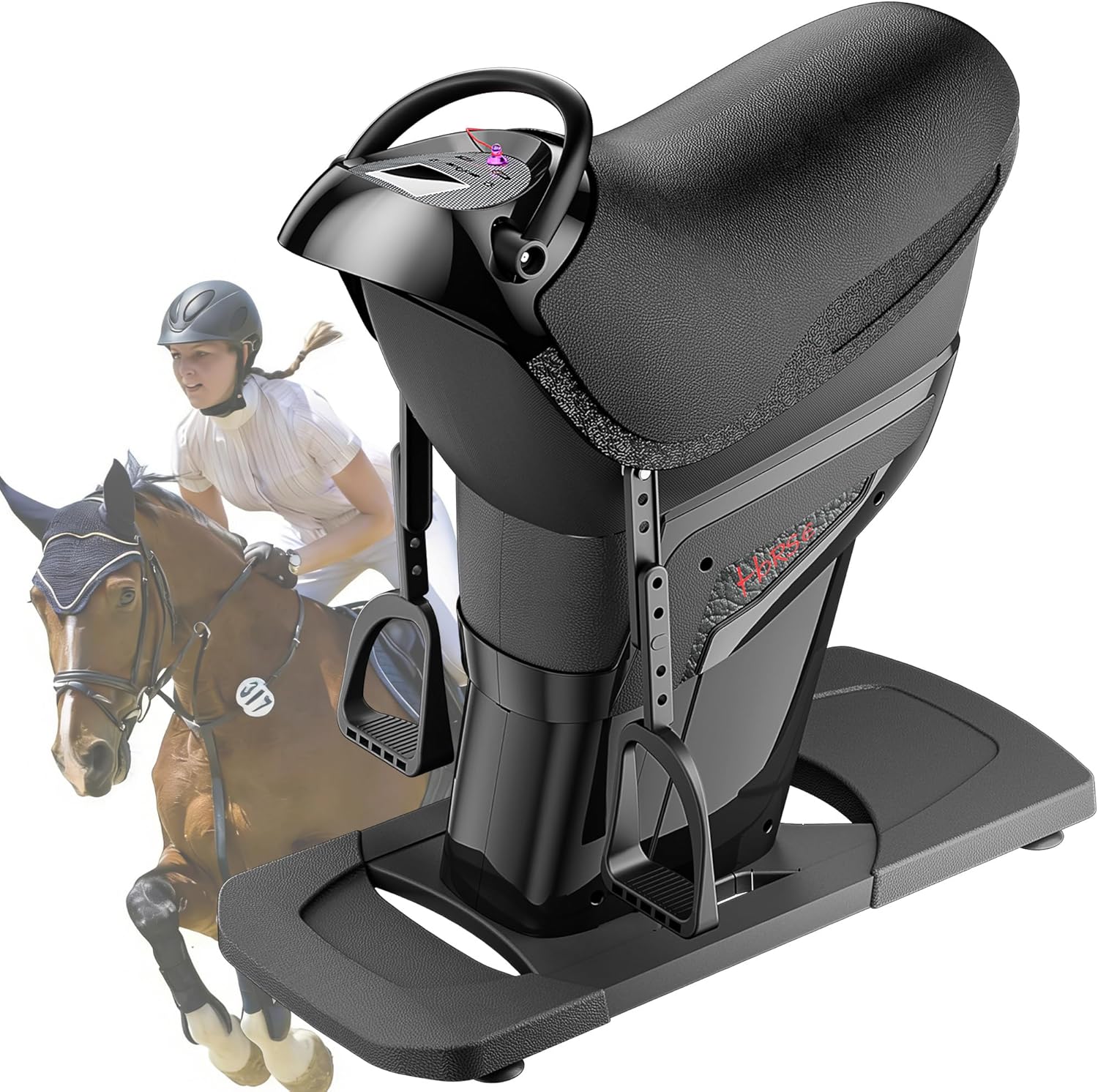 Electric Horse Riding Machine, 3D Simulation Abdominal Exercise Machine, Horse Riding Exercise Machine with 20 Adjustable Speed & LED Display, Professional Home/Gym Training Equipment 5i16