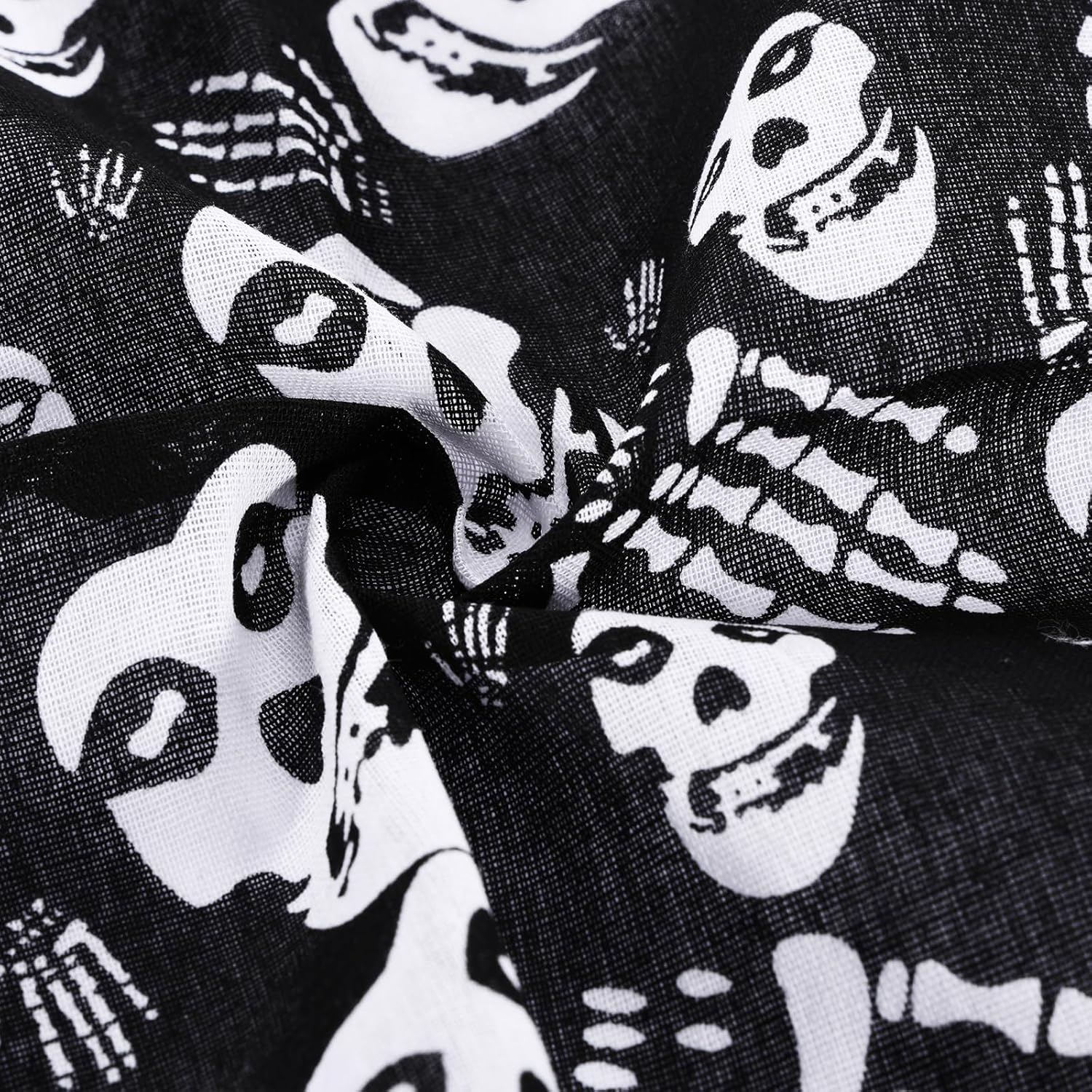 18 Pack Skull Bandanas for Men Women, 100% Cotton Pirate Head Scarf, 22x22 Inch Large Black Skeleton Handkerchiefs Bulk, Novelty Halloween Costume Party Favors, Breathable Biker Motorcycle Face Mask - Image 4