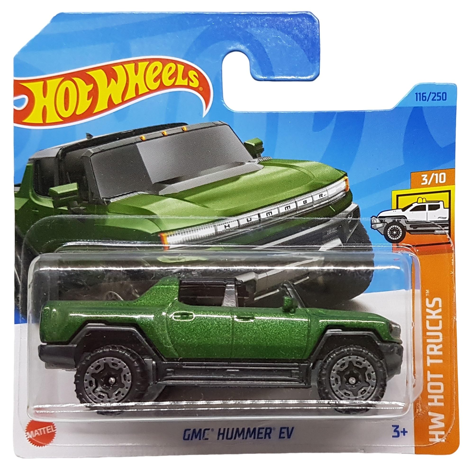 Hot Wheels - GMC Hummer EV - HW Hot Trucks 3/10 - HKK58 - Short Card - GM - Dark Green Metallic - Mattel 2023-1:64