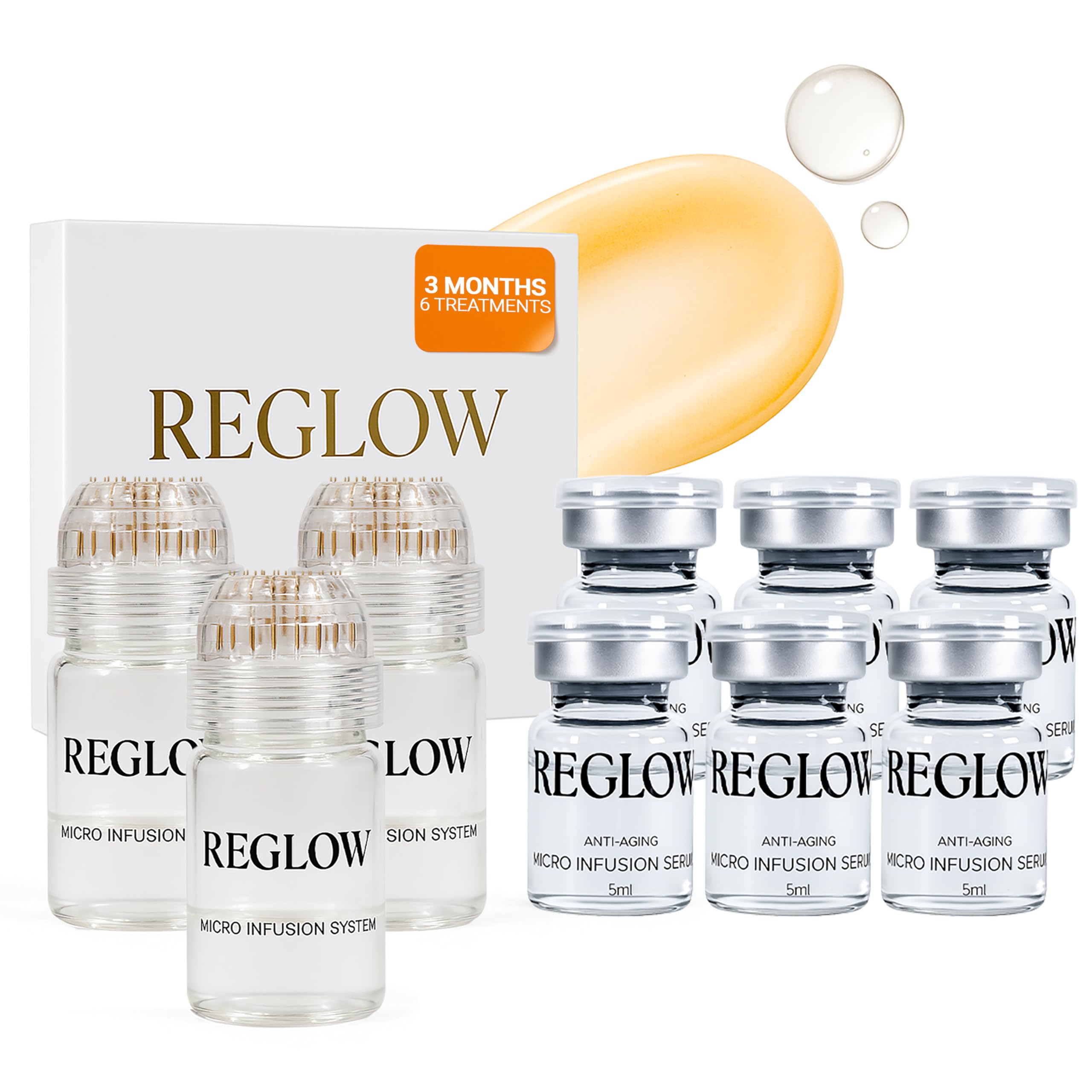 ReGlow Micro Infusion System for Face – 300% Deeper Absorption with 24K Gold Microneedling Tool + Serum (3 Months) – Firmer Radiant Skin, At-Home Treatment with Collagen Peptides & Hyaluronic Acid