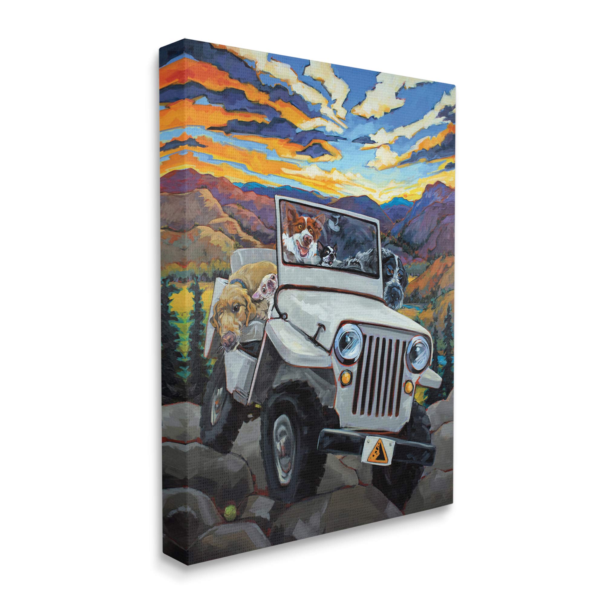 Photo 1 of *Minor Damage-See Photos* Stupell Industries Dogs Off-Roading Desert Drive Mountain Sunset, Design by CR Townsend 16 x 20